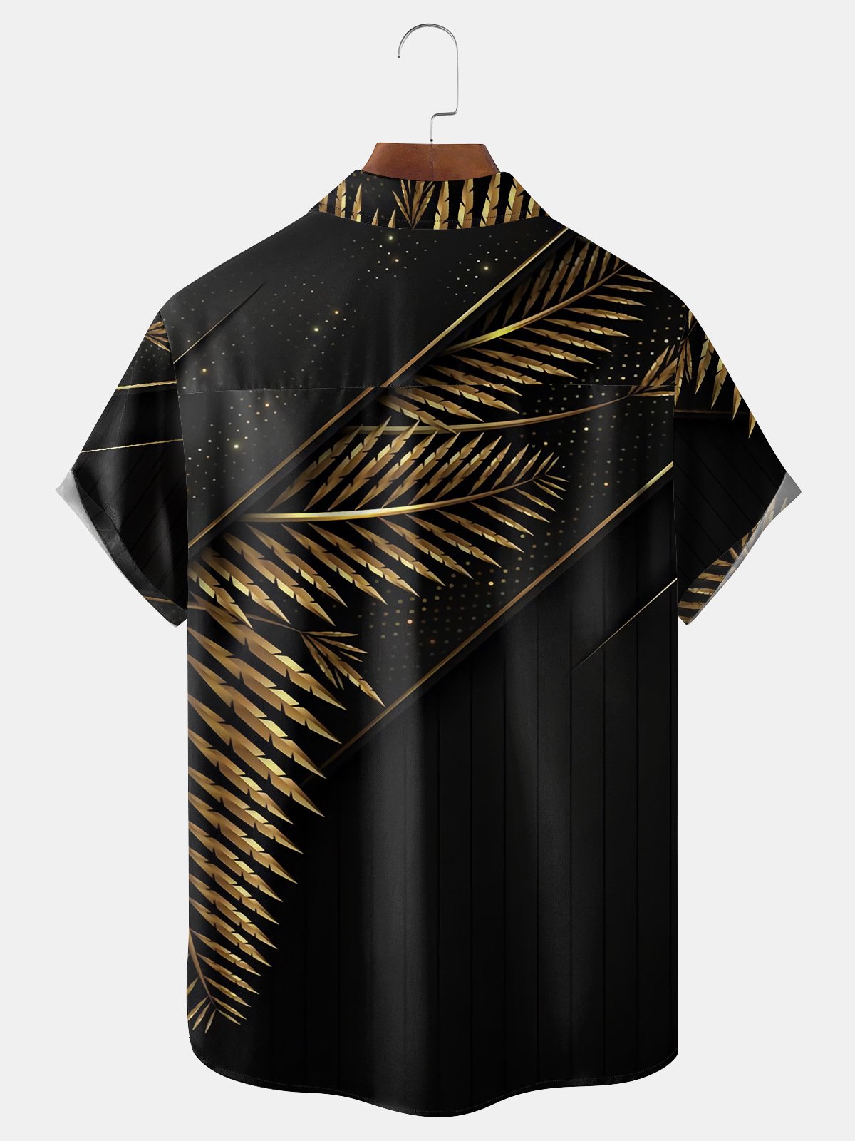 Palm Leaves Chest Pocket Short Sleeve Hawaiian Shirt