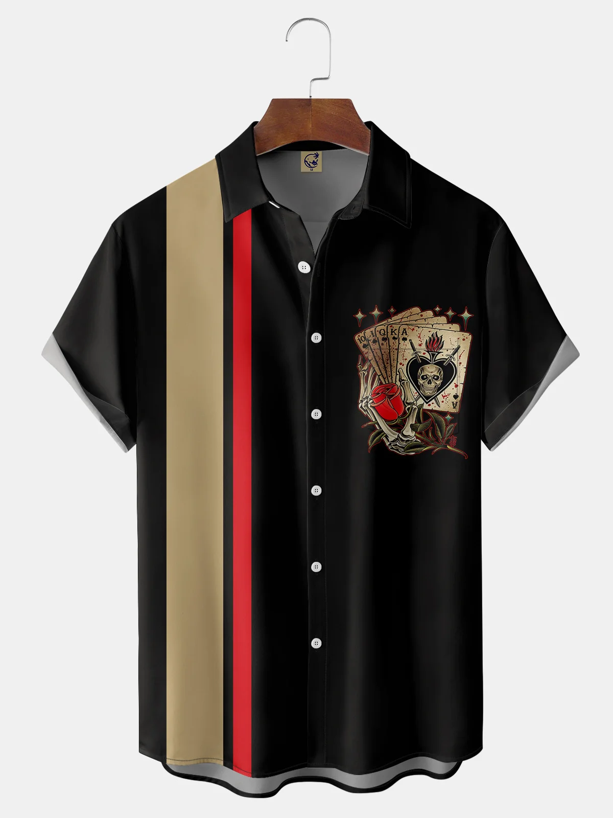 Poker Chest Pocket Short Sleeve Bowling Shirt
