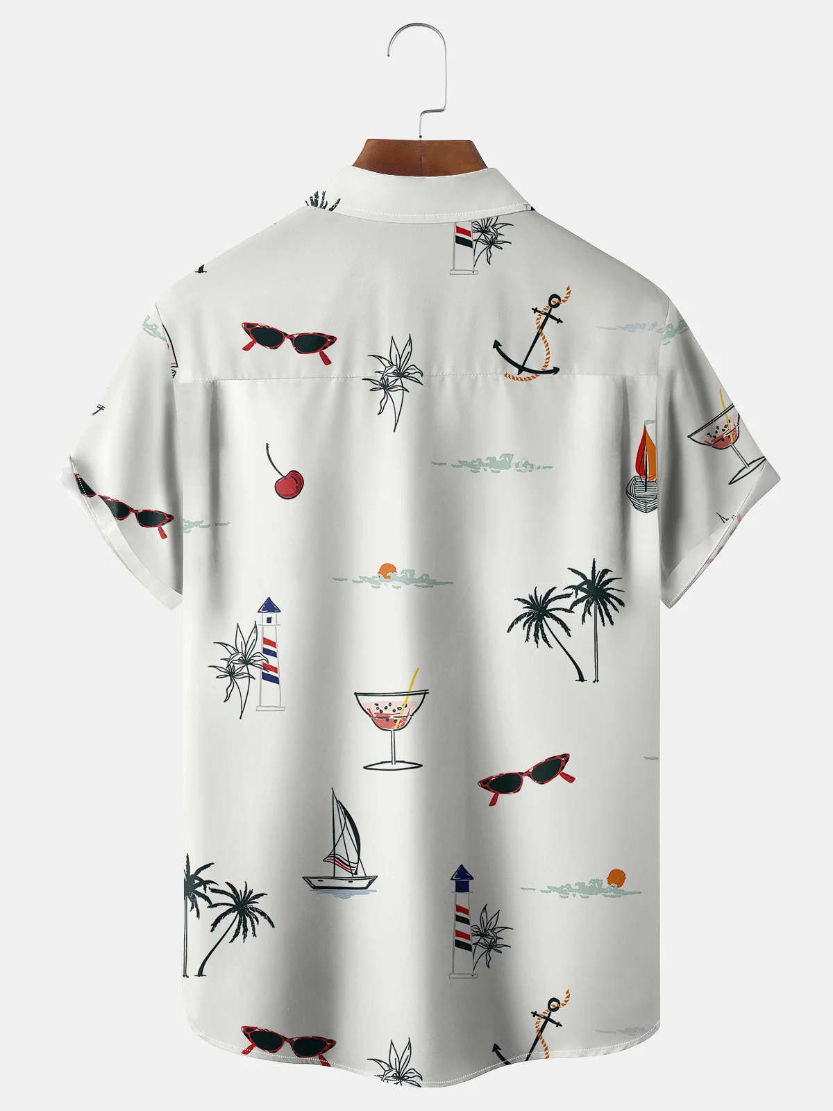 Hardaddy Coconut Tree Chest Pocket Short Sleeve Hawaiian Shirt