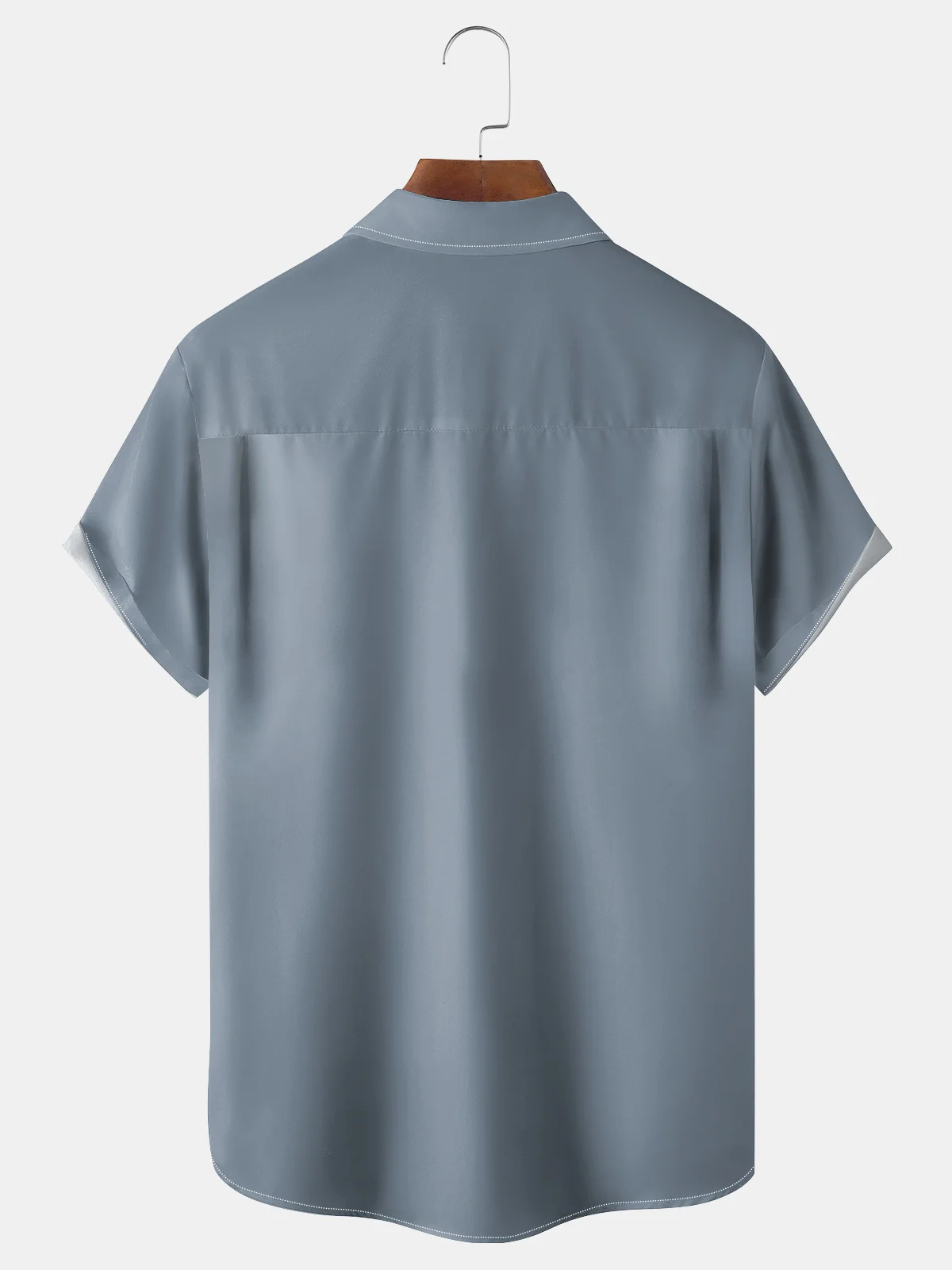 Color Block Chest Pocket Short Sleeve Bowling Shirt