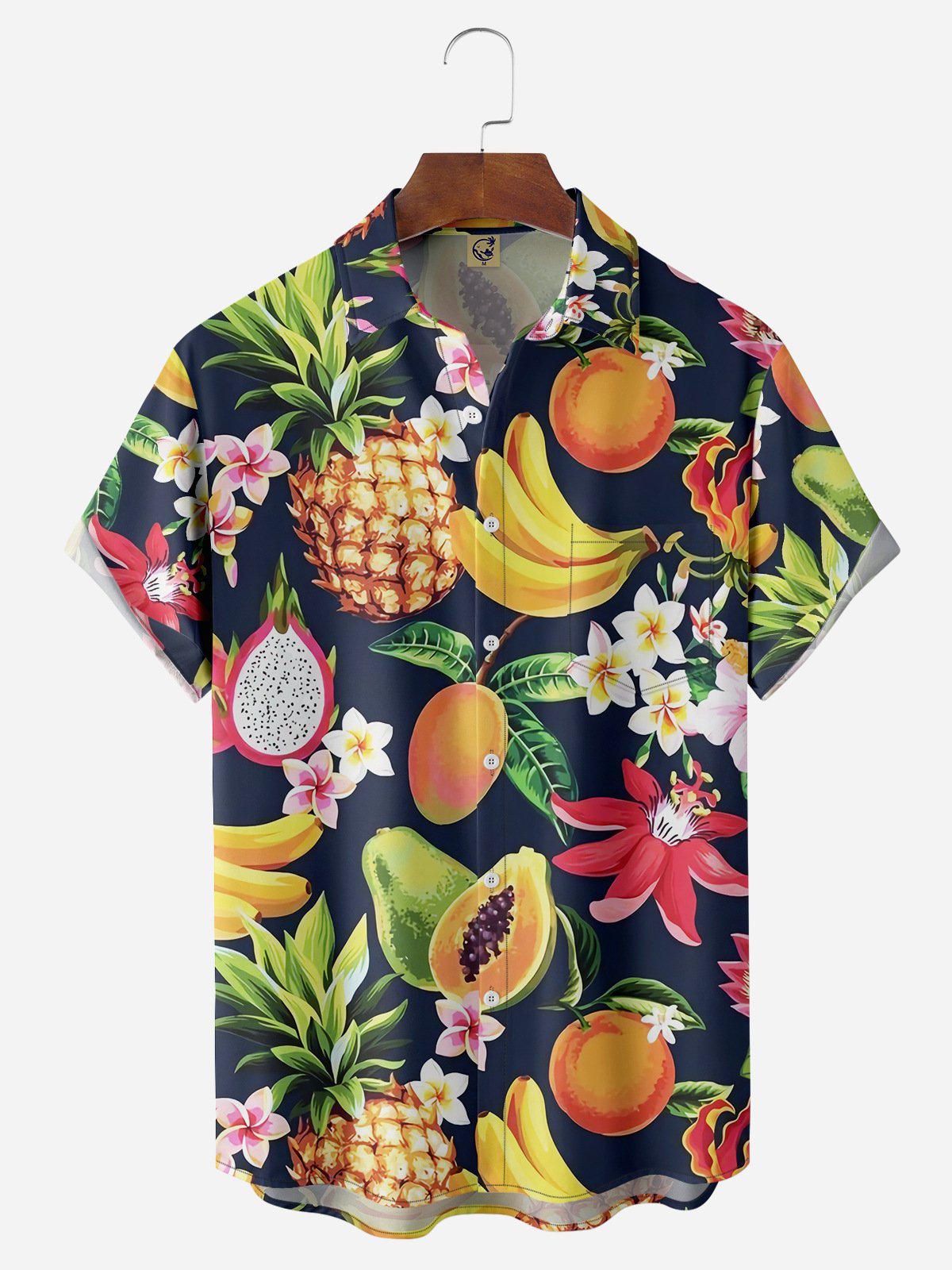 Fruits Chest Pocket Short Sleeve Hawaiian Shirt