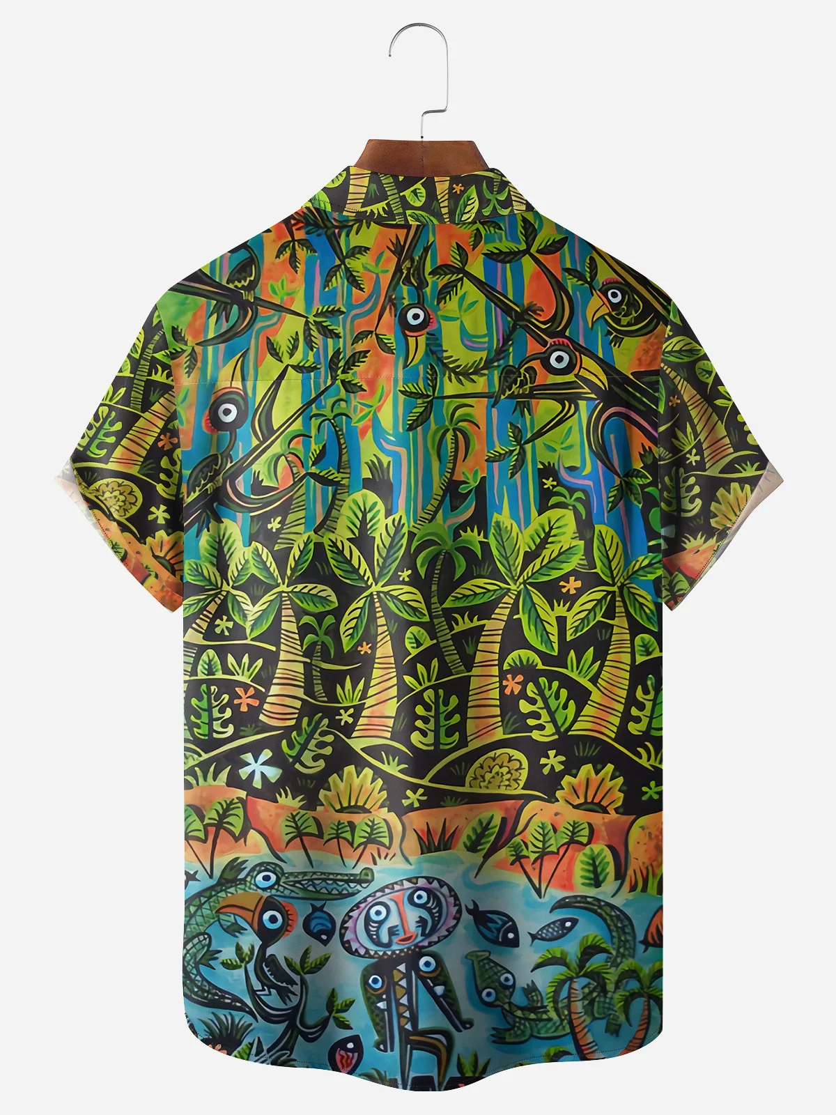 Coconut Tree Chest Pocket Short Sleeve Hawaiian Shirt