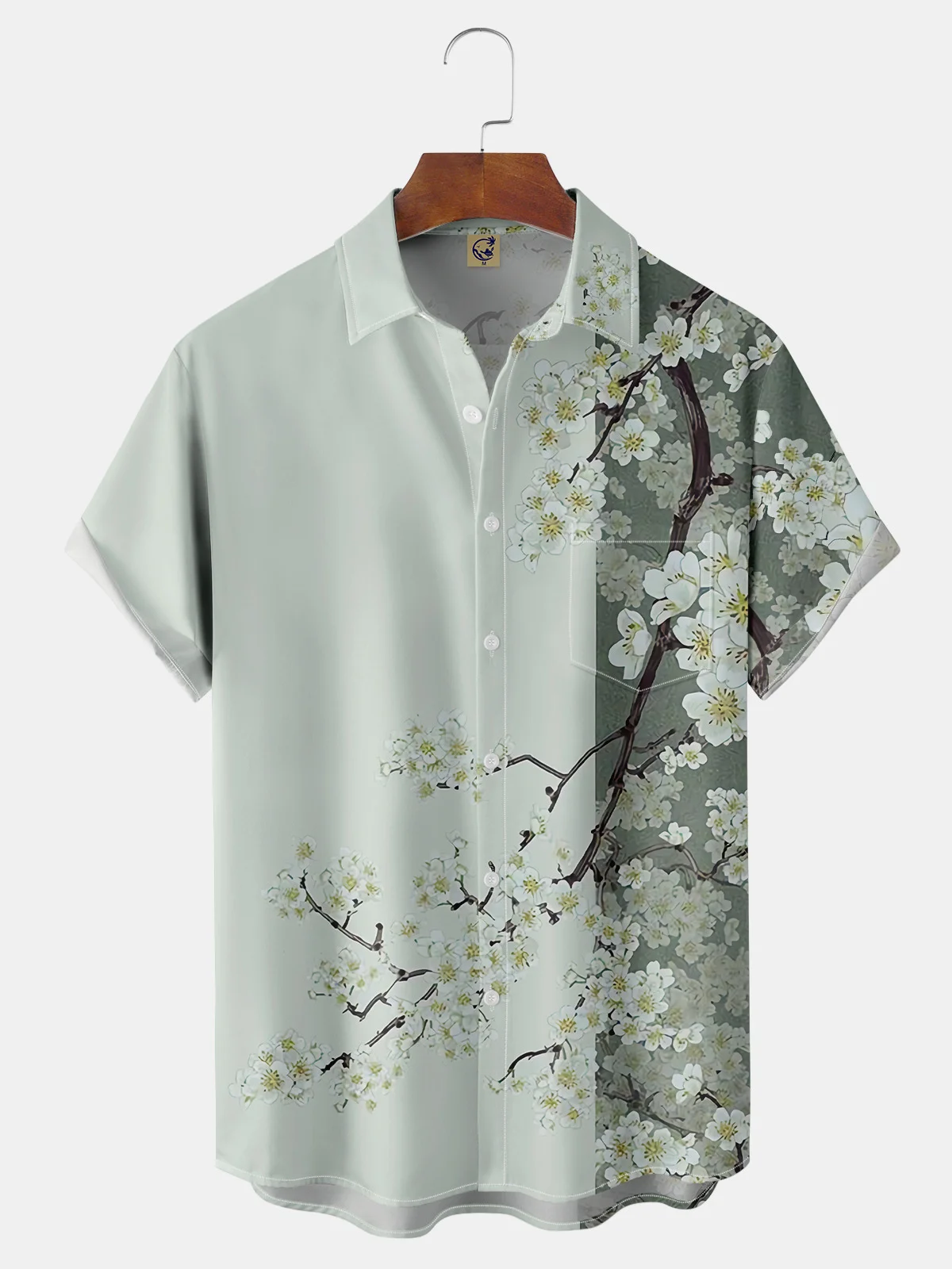 Hardaddy Floral Sakura Chest Pocket Short Sleeve Hawaiian Shirt
