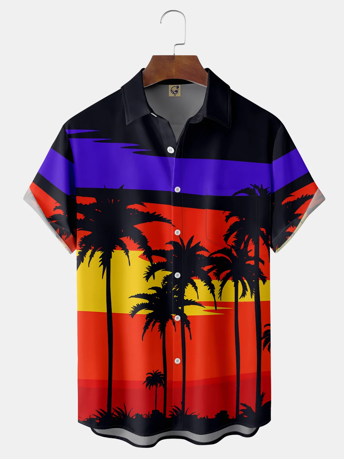 Coconut Tree Chest Pocket Short Sleeve Hawaiian Shirt