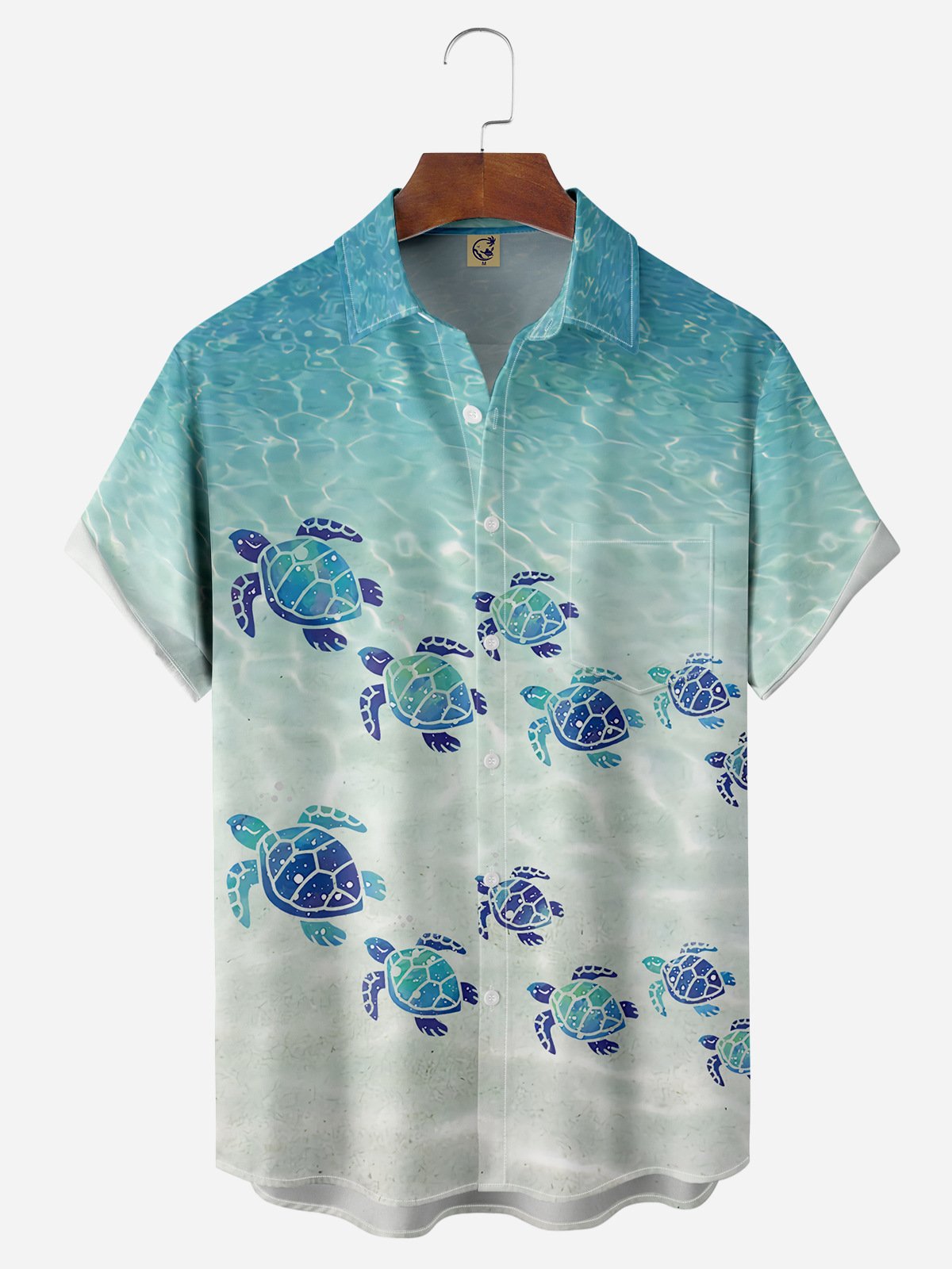 Hardaddy Sea Turtle Chest Pocket Short Sleeve Hawaiian Shirt