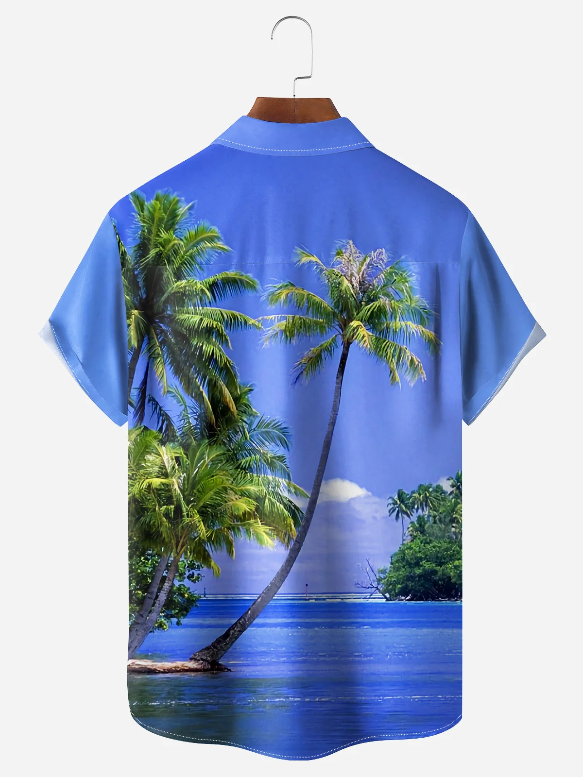 Coconut Tree Chest Pocket Short Sleeve Hawaiian Shirt
