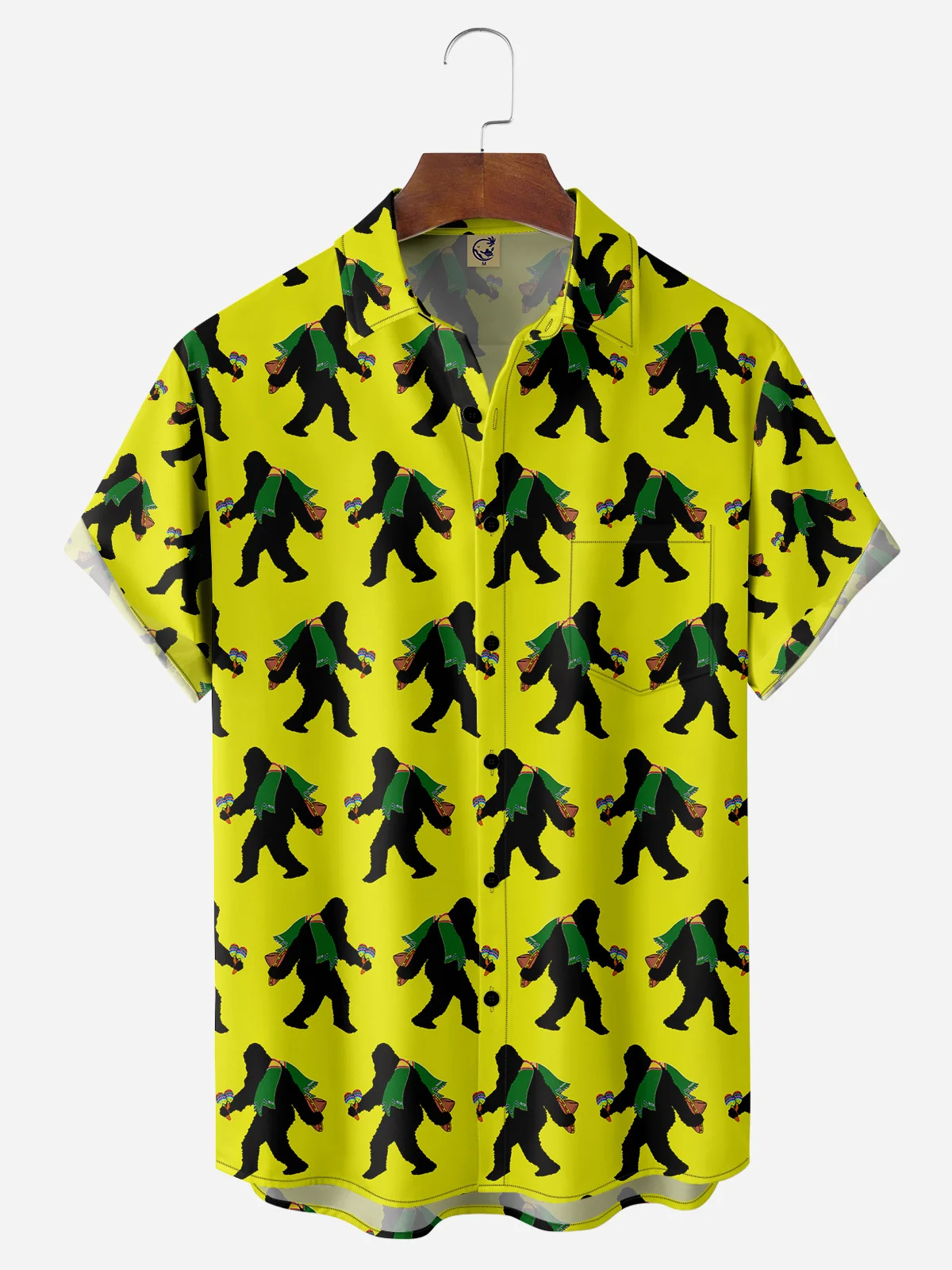 Hardaddy Chimpanzees Cinco De Mayo Chest Pocket Short Sleeve Casual Shirts