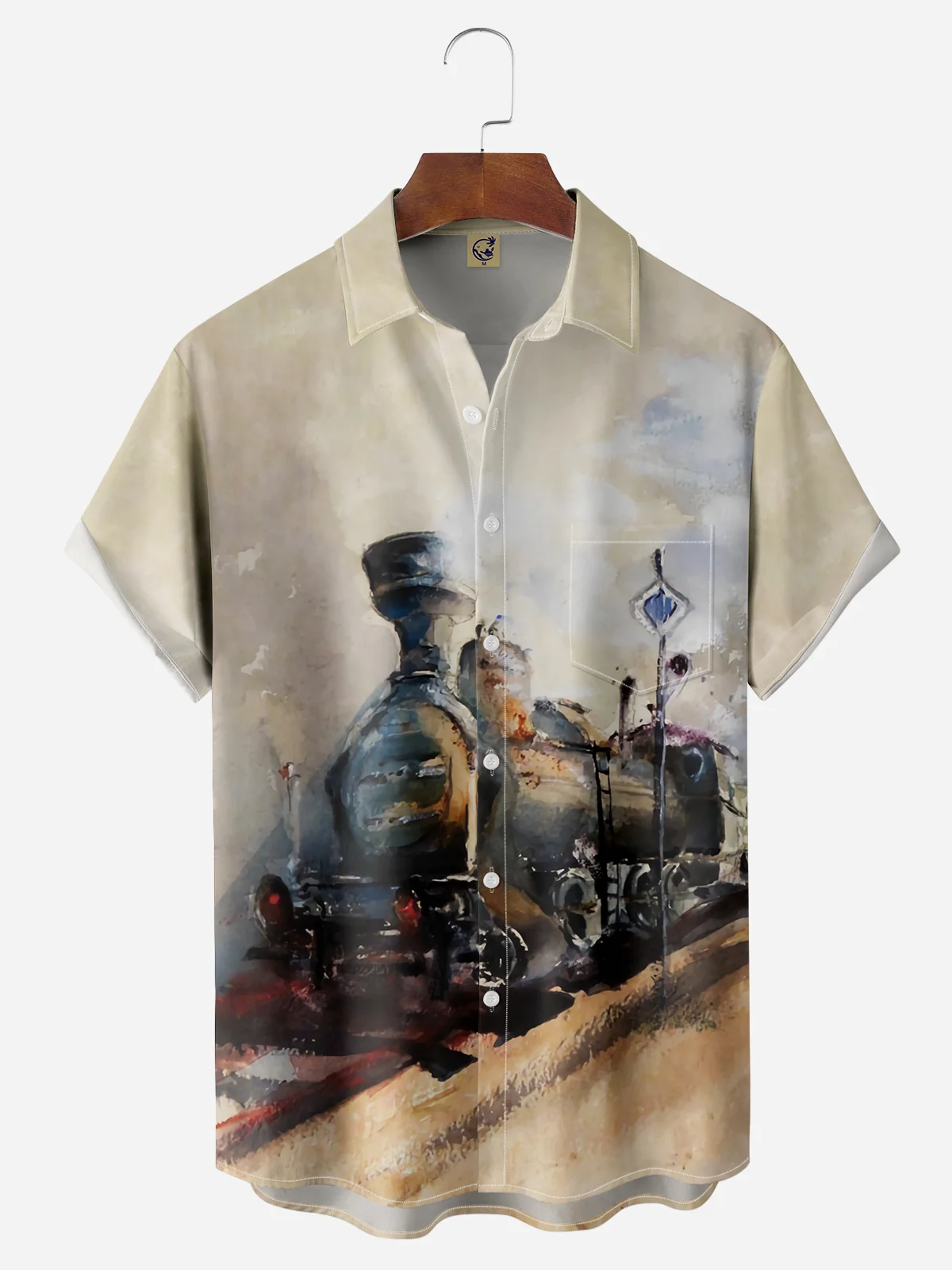 Train Chest Pocket Short Sleeve Casual Shirt