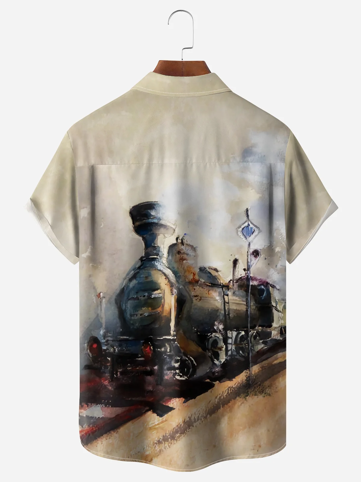Train Chest Pocket Short Sleeve Casual Shirt