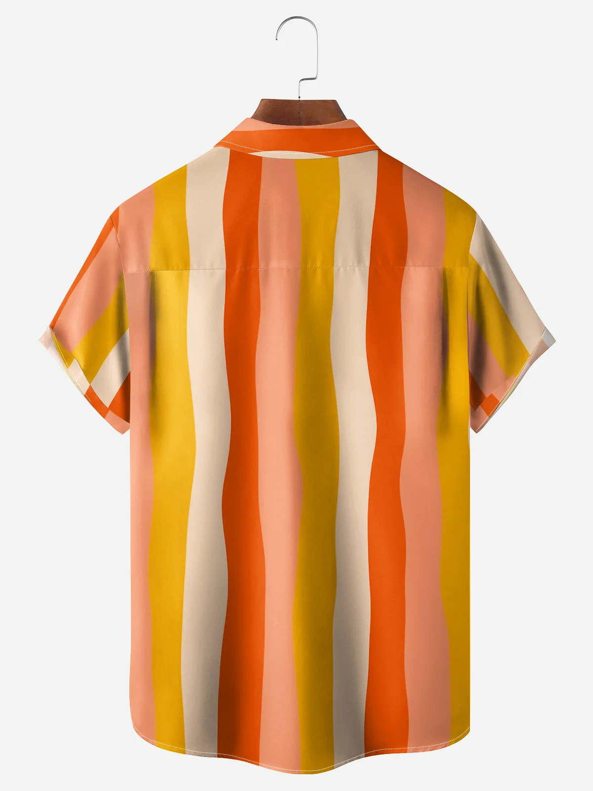Gradient Striped Chest Pocket Short Sleeve Casual Shirt