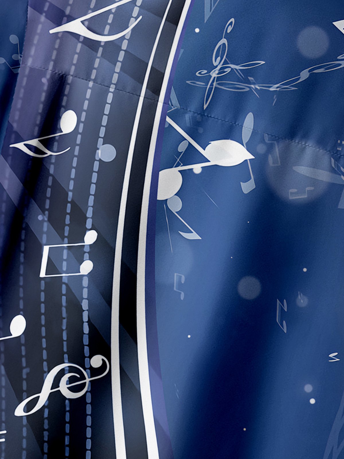 Music Notes Chest Pocket Short Sleeve Casual Shirt