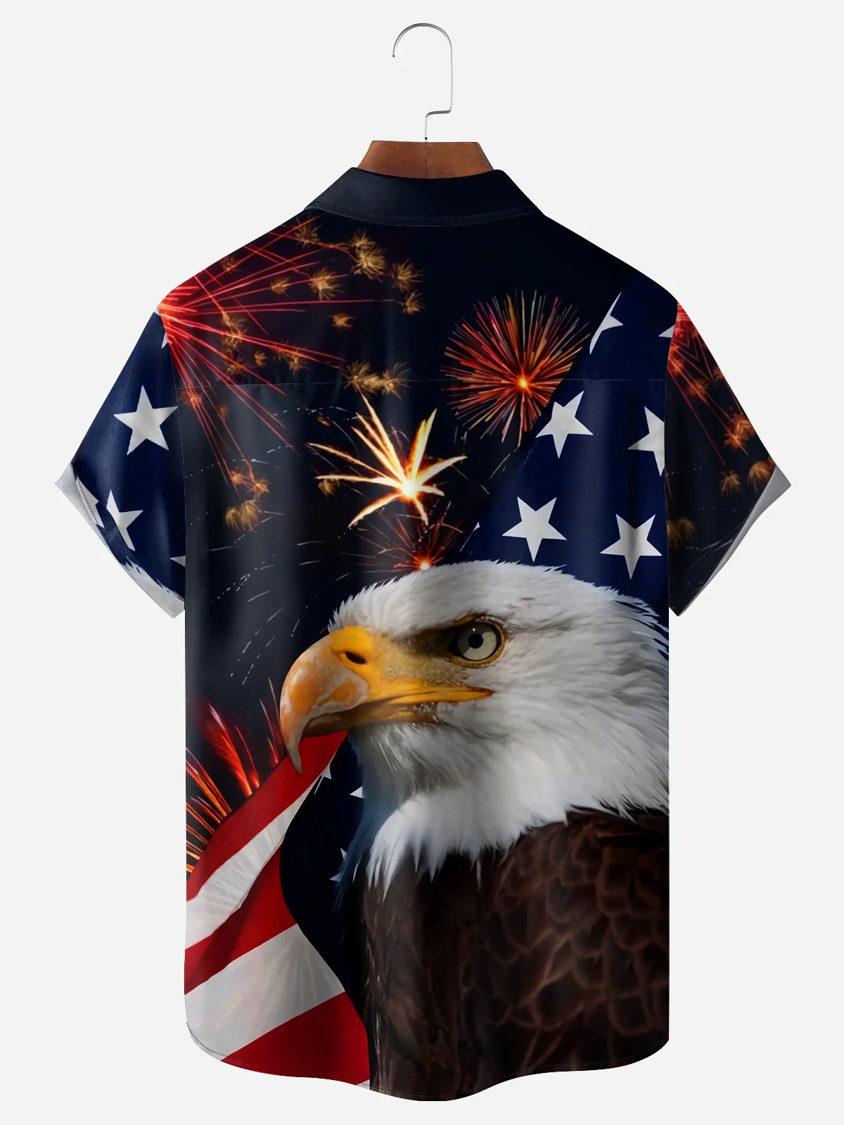 Hardaddy American Flag Chest Pocket Short Sleeve Casual Shirt