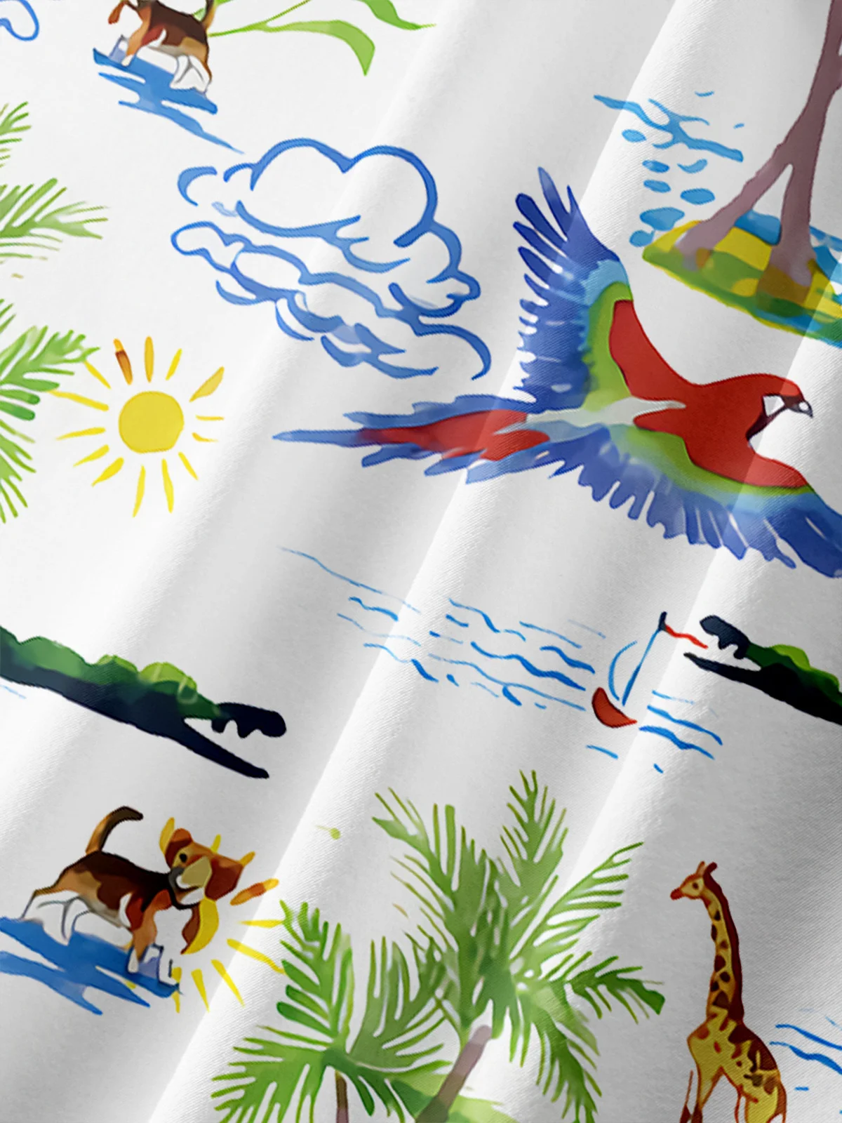 Coconut Tree Chest Pocket Short Sleeve Hawaiian Shirt