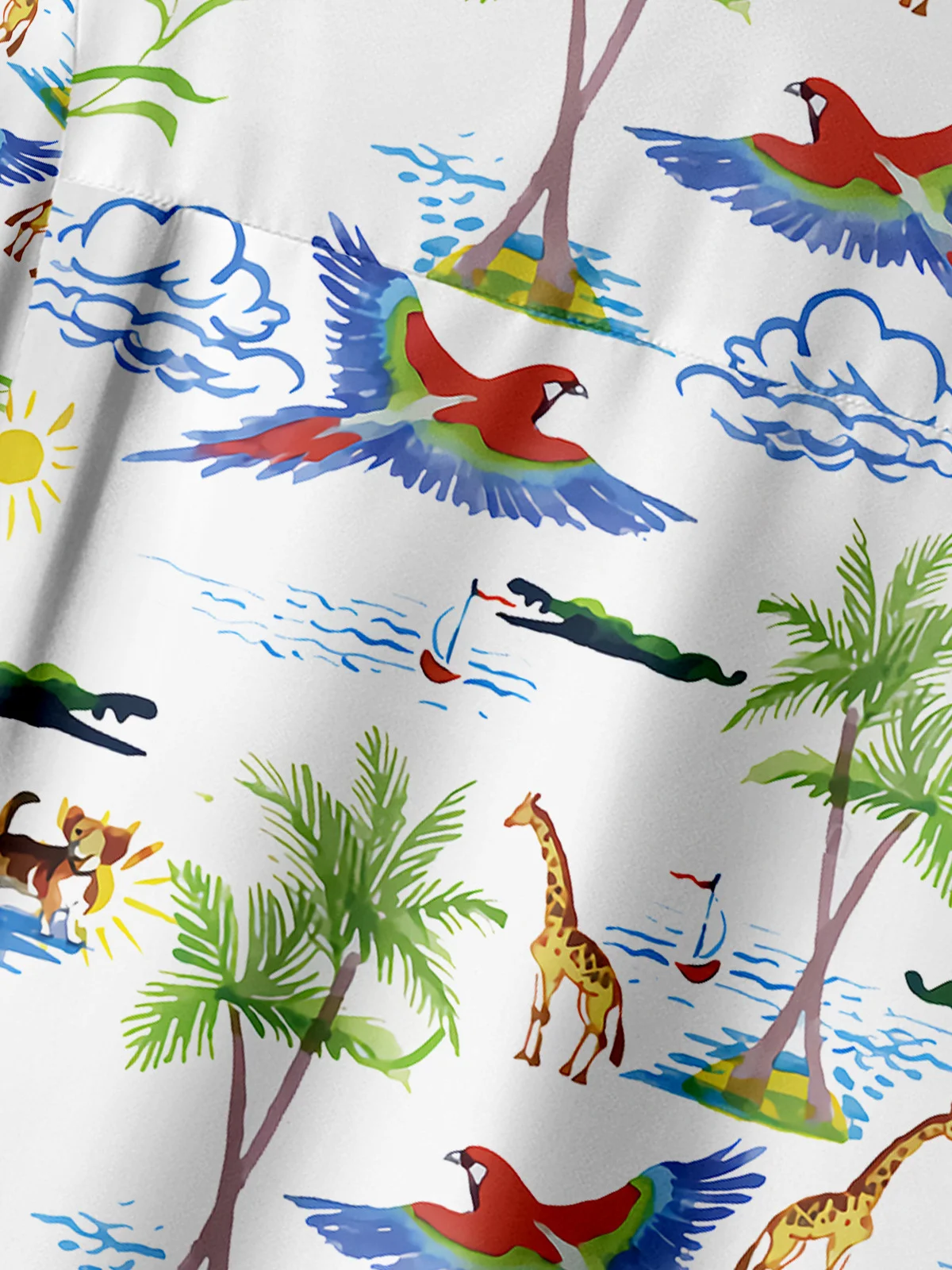 Coconut Tree Chest Pocket Short Sleeve Hawaiian Shirt