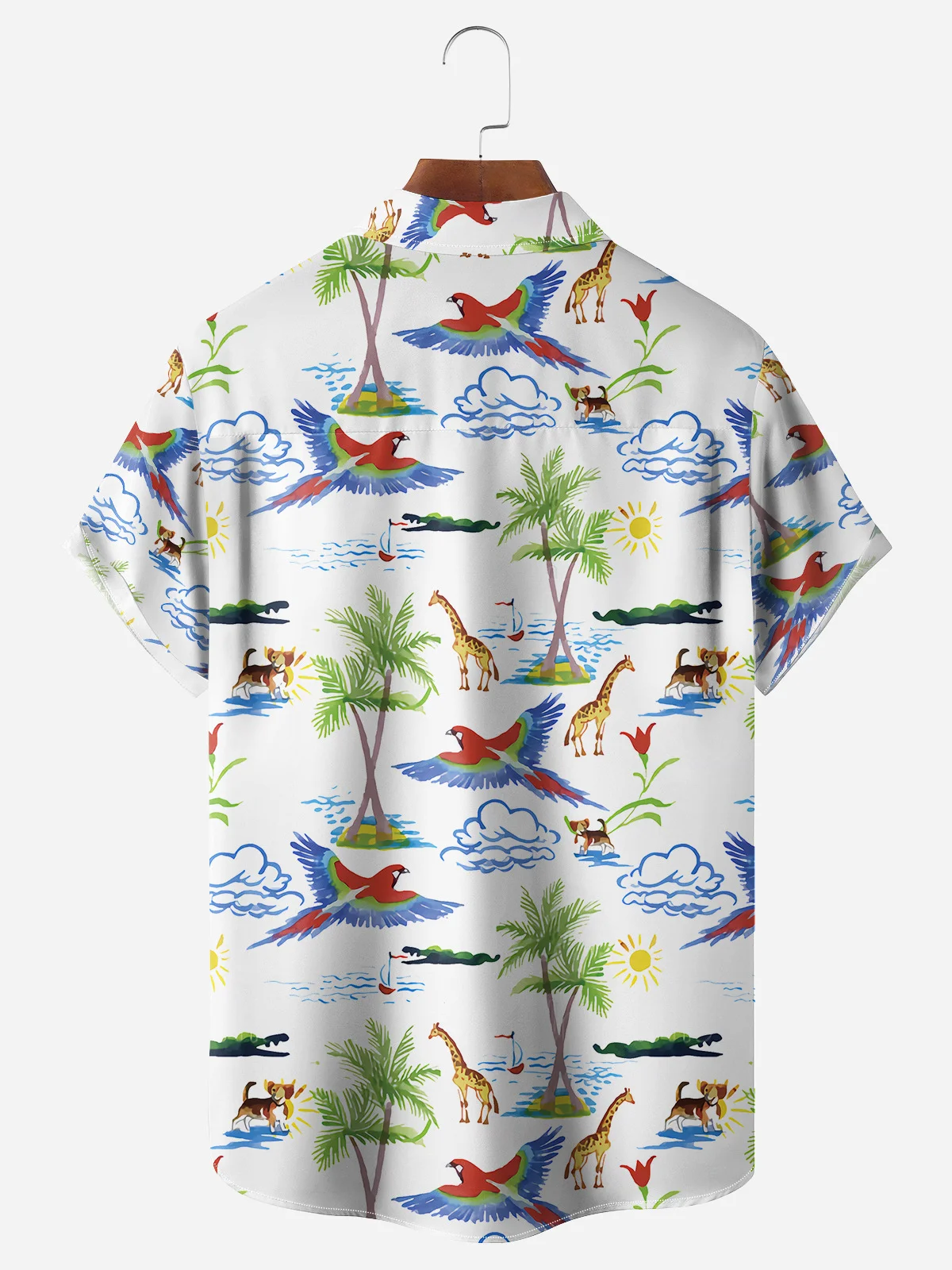 Coconut Tree Chest Pocket Short Sleeve Hawaiian Shirt