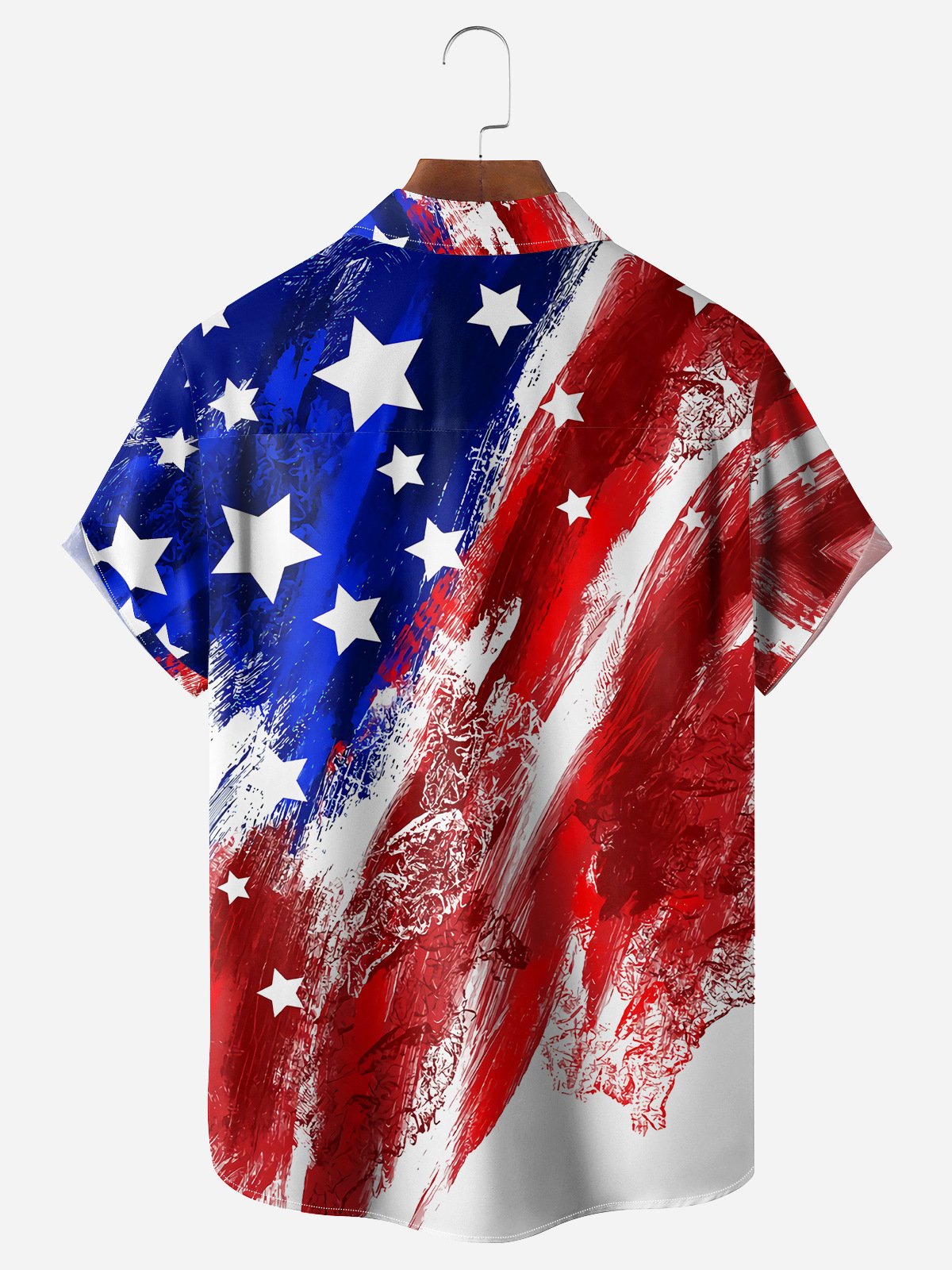 Flag Pig Guitar Chest Pocket Short Sleeve Casual Shirt