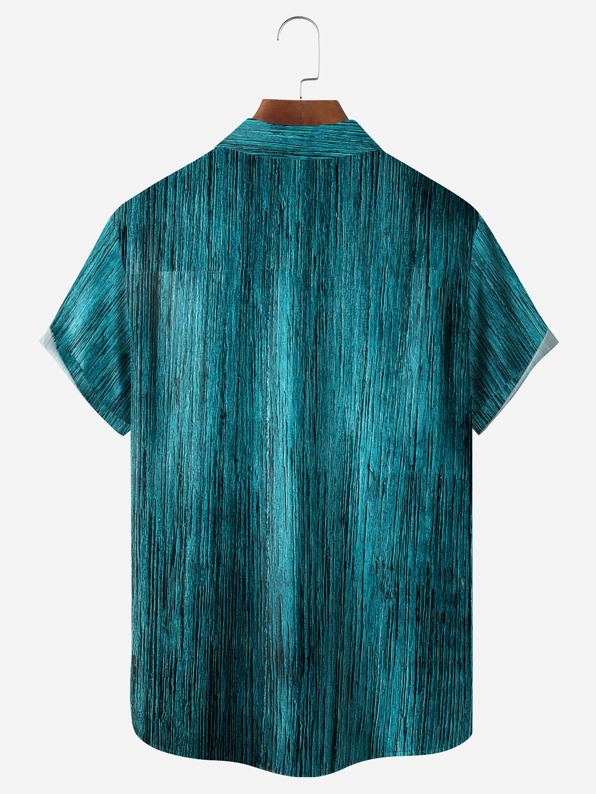 Wood Pattern Chest Pocket Short Sleeve Casual Shirt