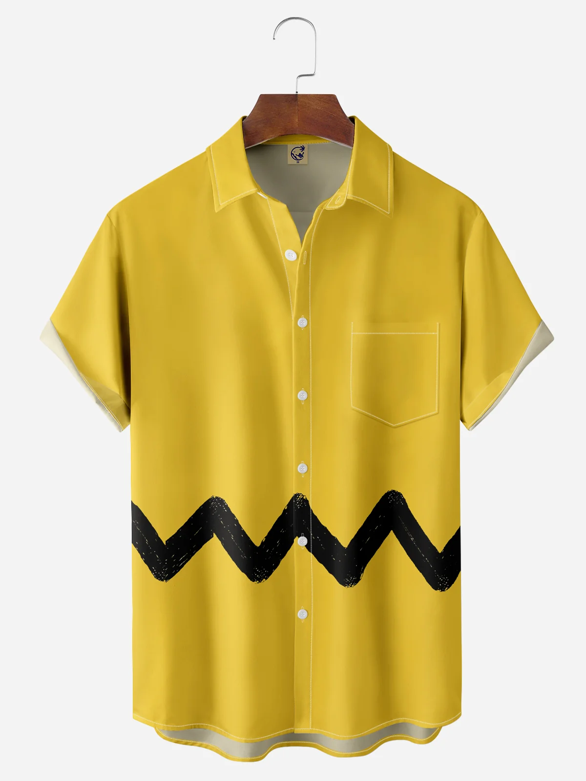 Hardaddy Cartoon Chest Pocket Short Sleeves Casual Shirt