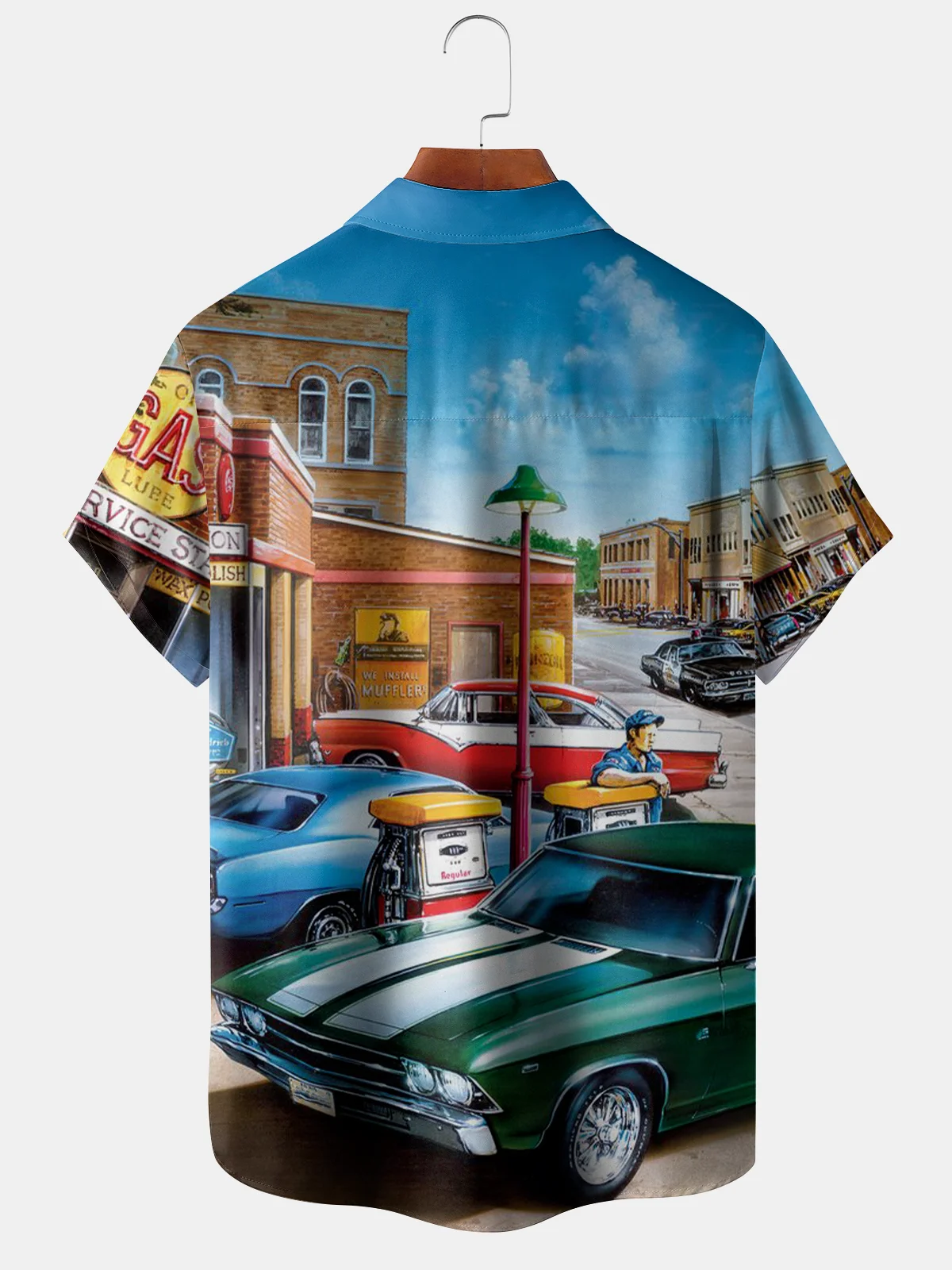 Hardaddy Vintage Sports Car Chest Pocket Short Sleeve Hawaiian Shirt