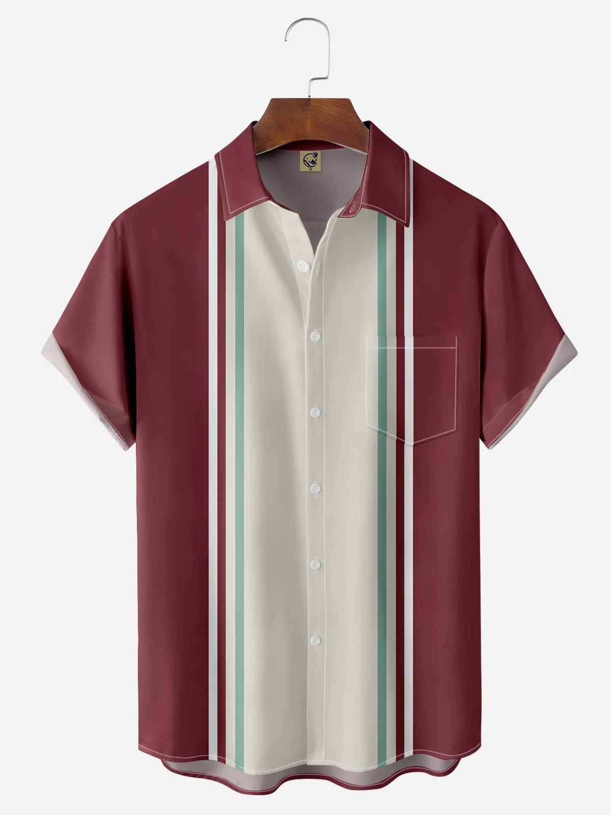 Stripes Chest Pocket Short Sleeve Bowling Shirt