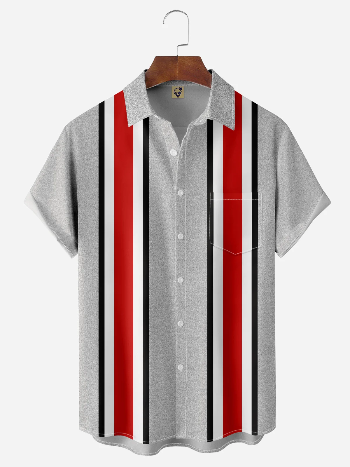 Hardaddy Striped Chest Pocket Short Sleeve Bowling Shirt