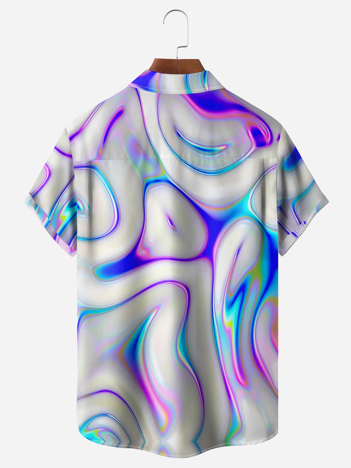 Abstract Print Chest Pocket Short Sleeve Casual Shirt