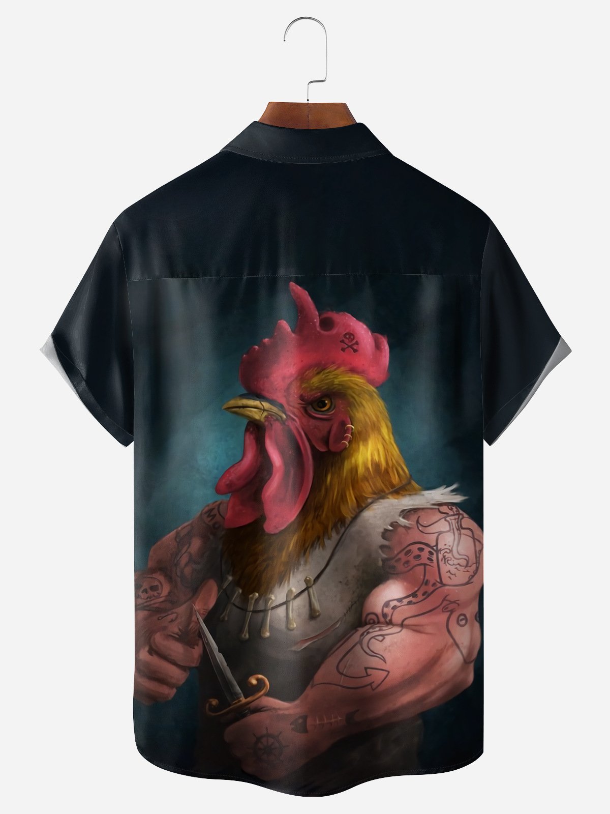 Hardaddy Viking Rooster Chest Pocket Short Sleeve Shirt