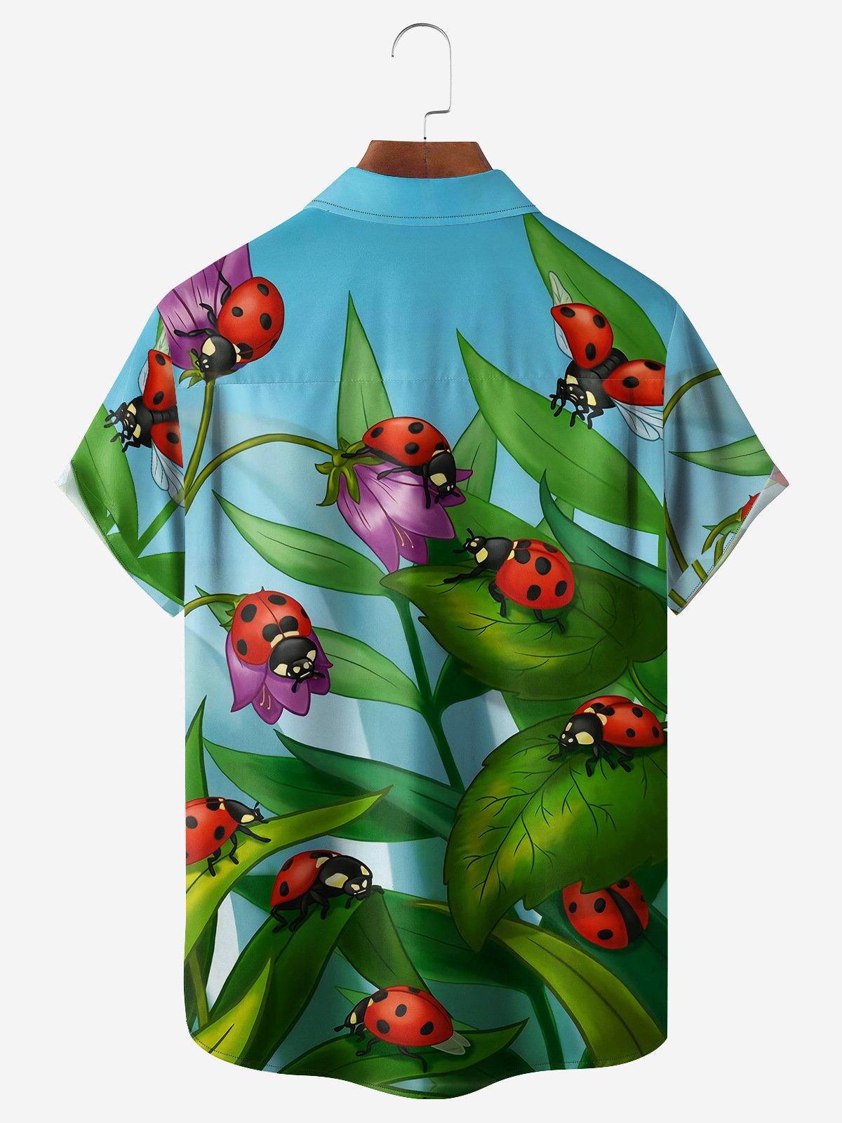 Ladybug Chest Pocket Short Sleeve Hawaiian Shirt