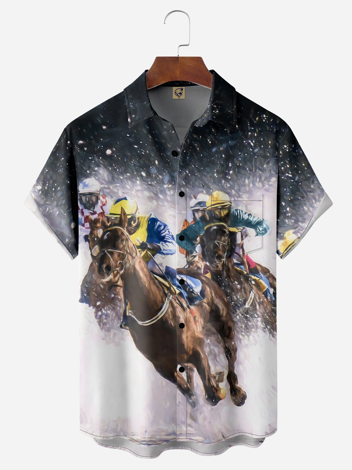 Hardaddy Horse Racing Chest Pocket Short Sleeve Shirt
