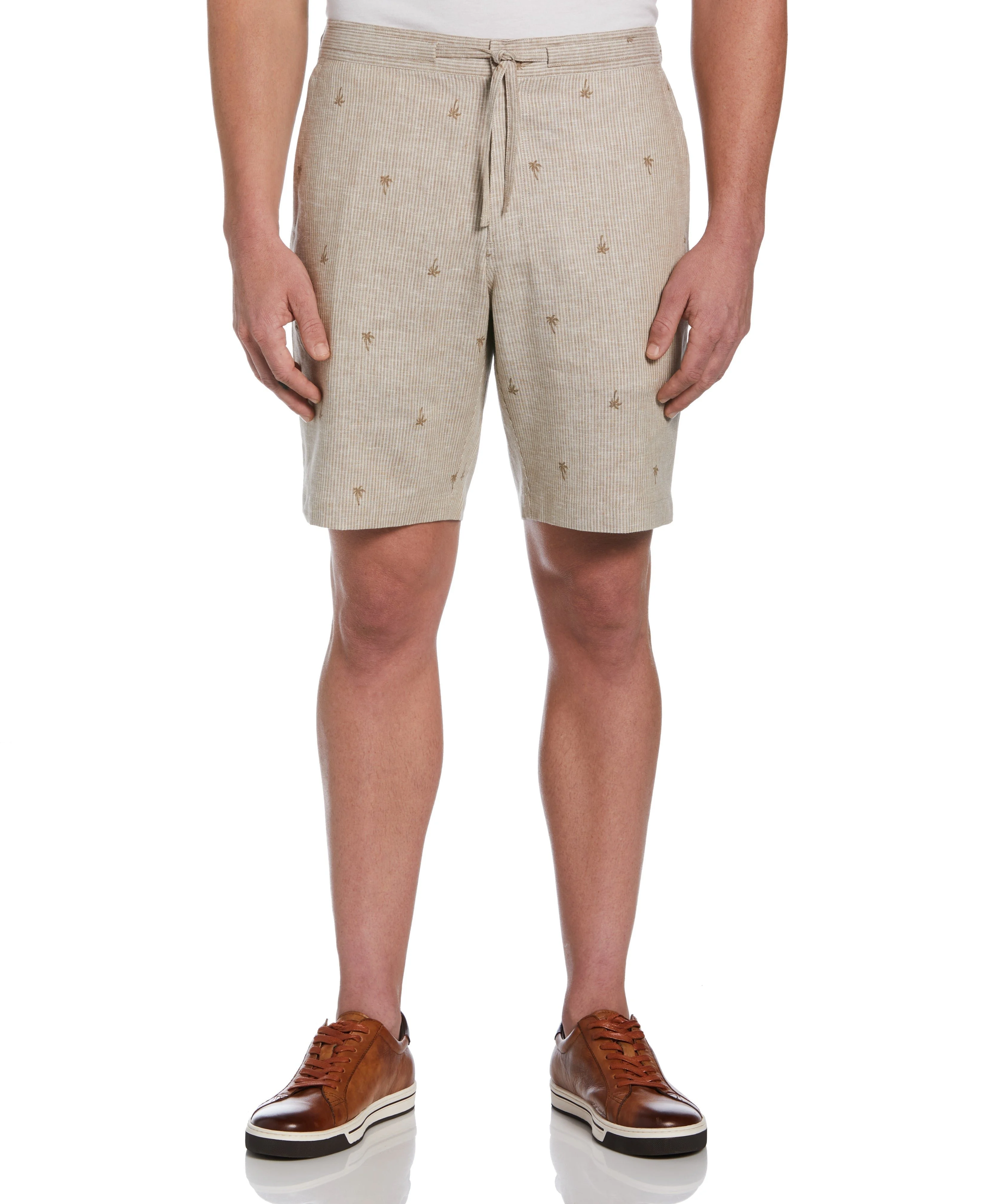 Hardaddy Striped Coconut Tree Drawstring Shorts