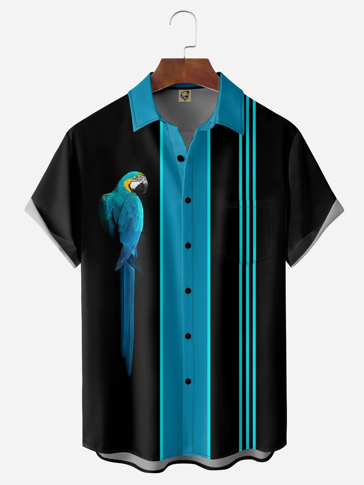 Parrot Chest Pocket Short Sleeve Bowling Shirt