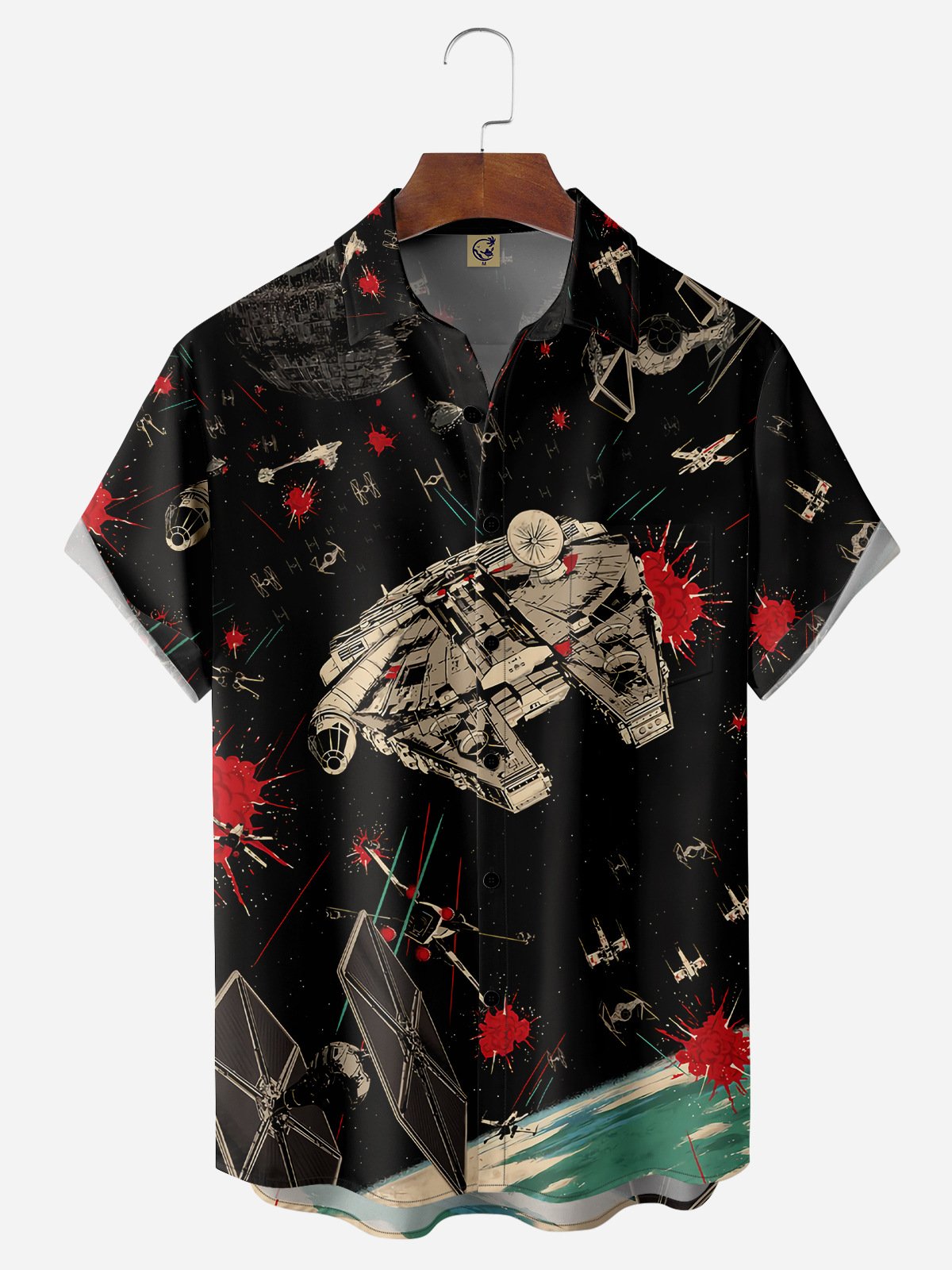 Hardaddy Spaceship Chest Pocket Short Sleeve Shirt