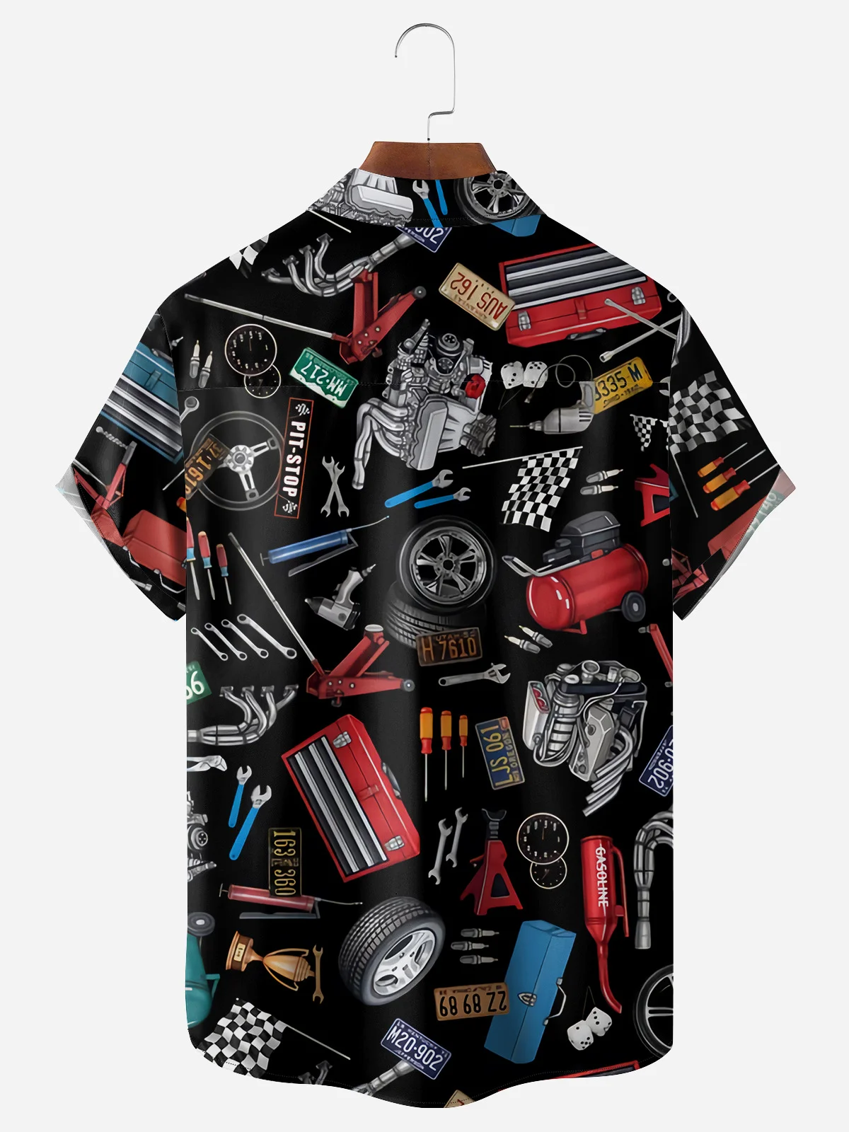 Tires Tools Chest Pocket Short Sleeve Casual Shirt
