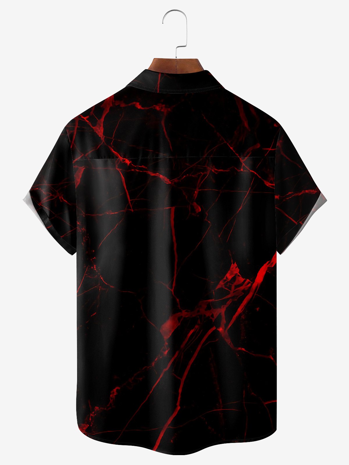 Rock Music Guitar Chest Pocket Short Sleeve Bowling Shirt