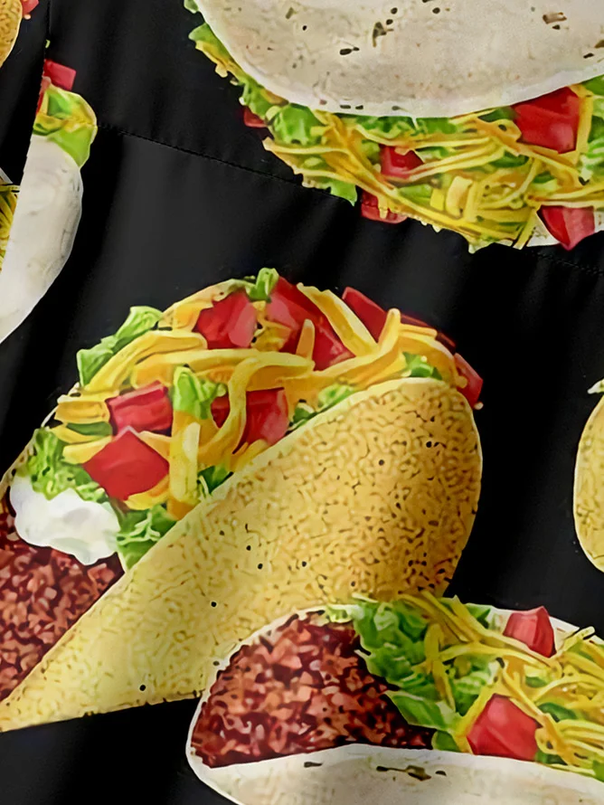 Hardaddy Big Size Tacos Chest Pocket Short Sleeve Casual Shirt