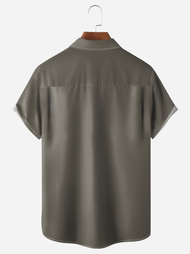 Hardaddy Big Size Kungfu Rooster Chest Pocket Short Sleeve Shirt