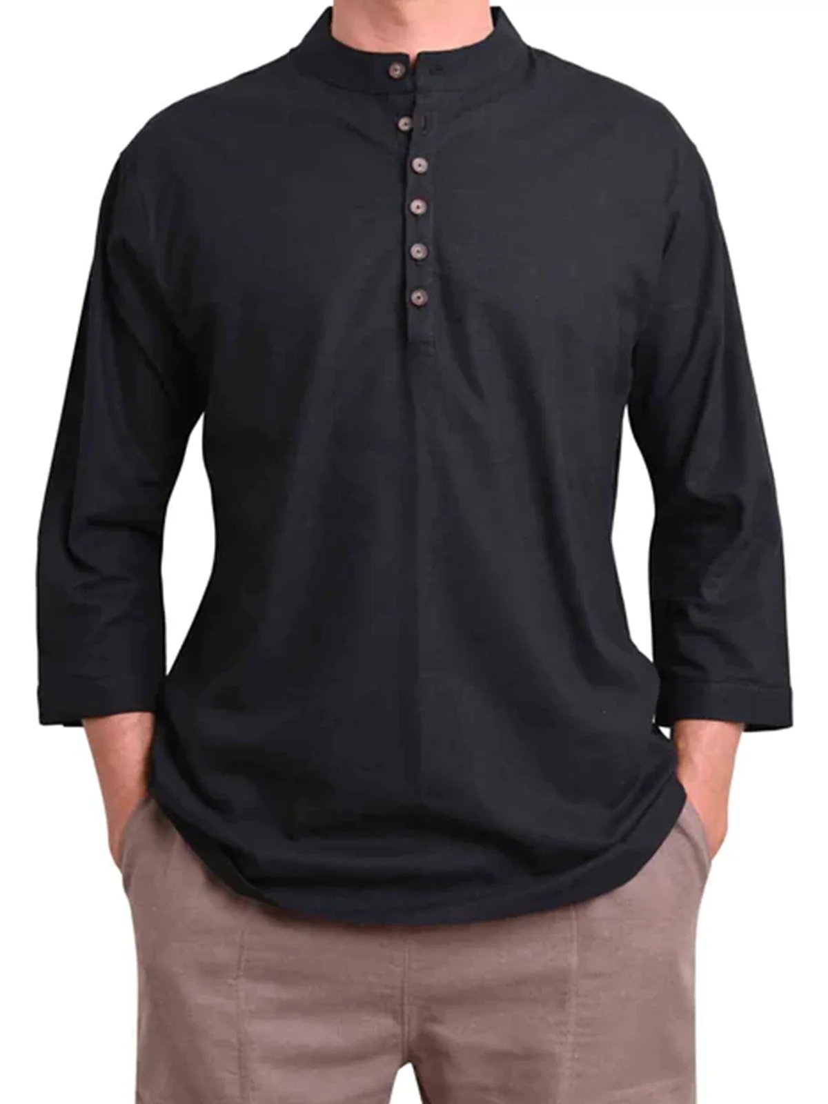 Cotton Plain Long Sleeve Casual Shirt