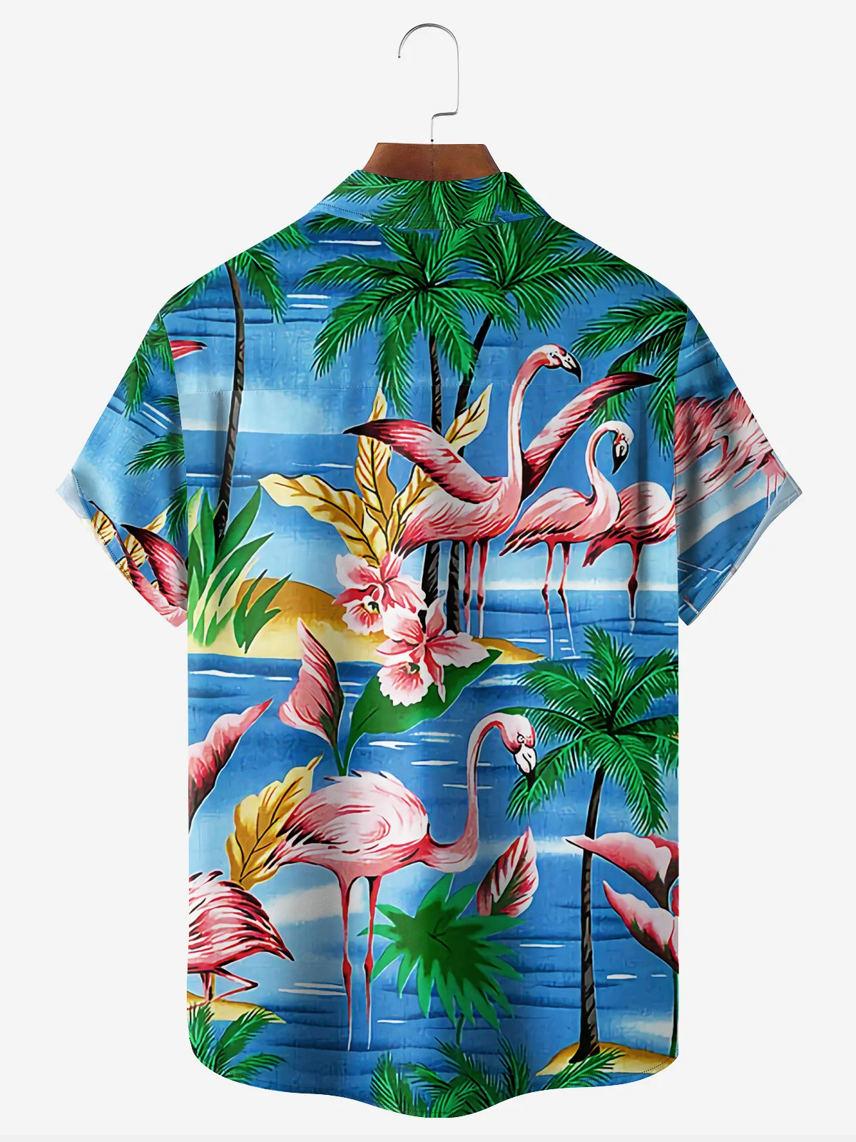 Hardaddy  Flamingo Chest Pocket Short Sleeve Hawaiian Shirt