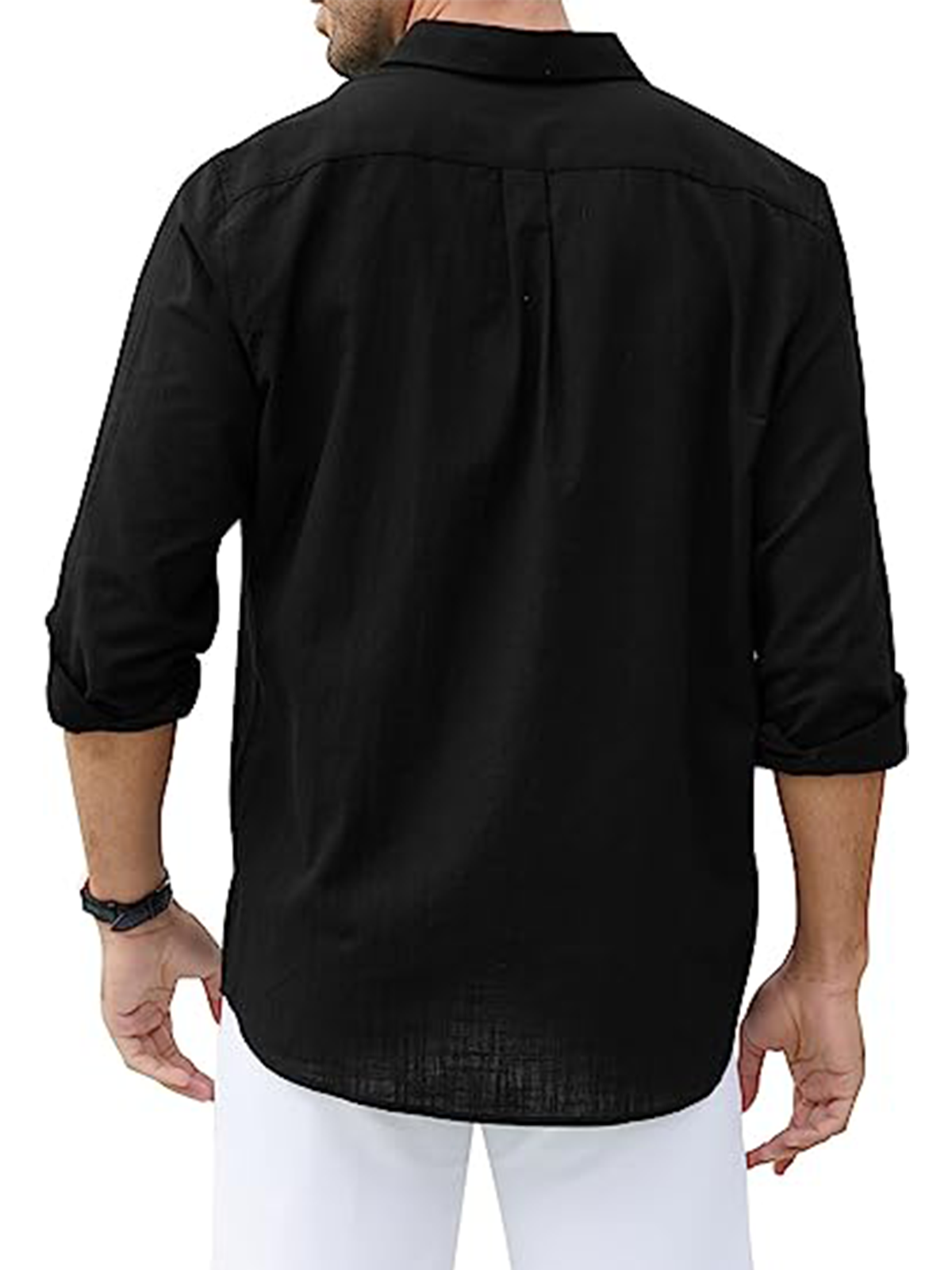 Hardaddy Cotton Plain Flap Pockets Long Sleeve Casual Shirt