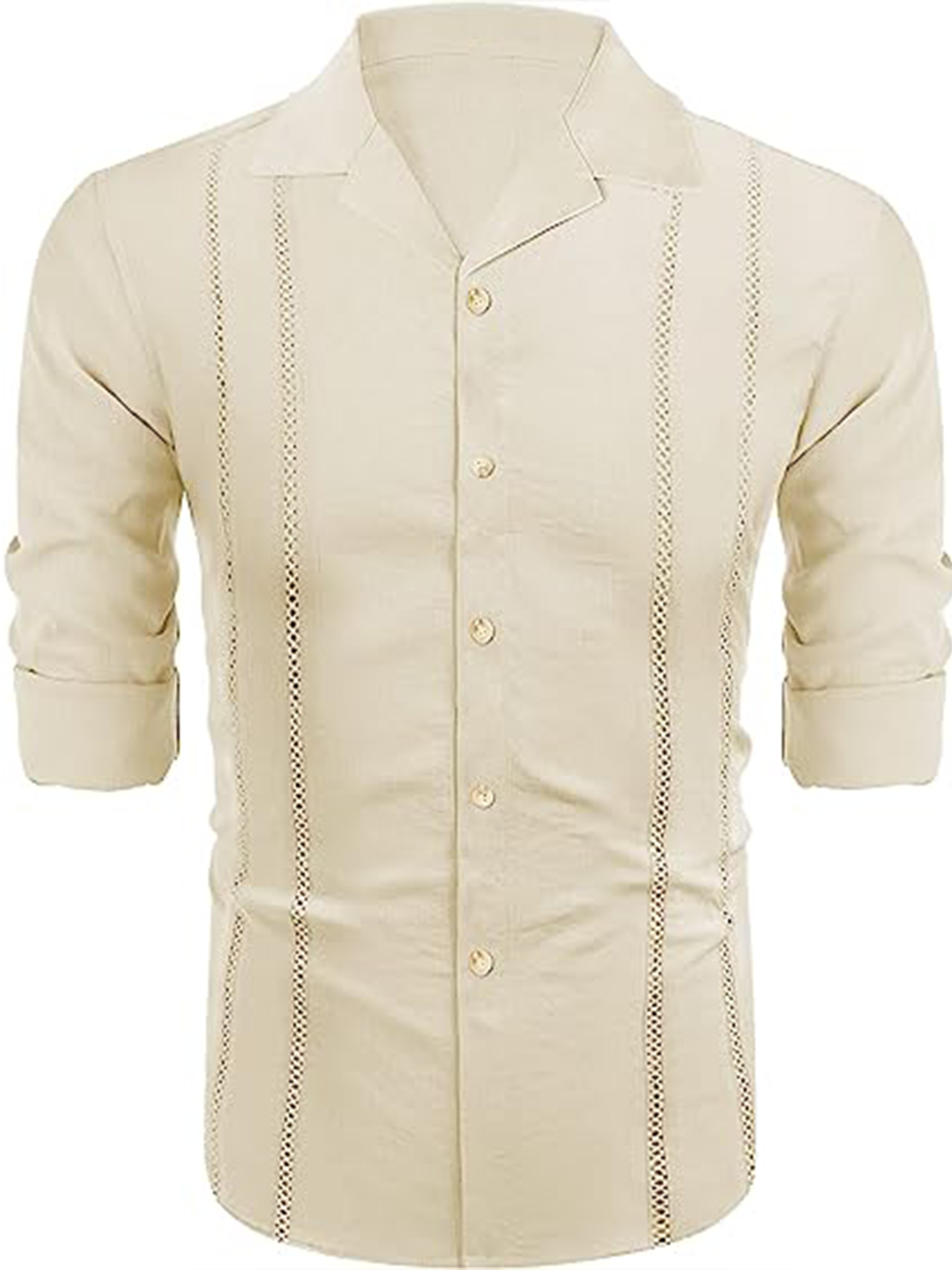 Hardaddy Cotton Plain Long Sleeve Casual  Guayabera Shirt