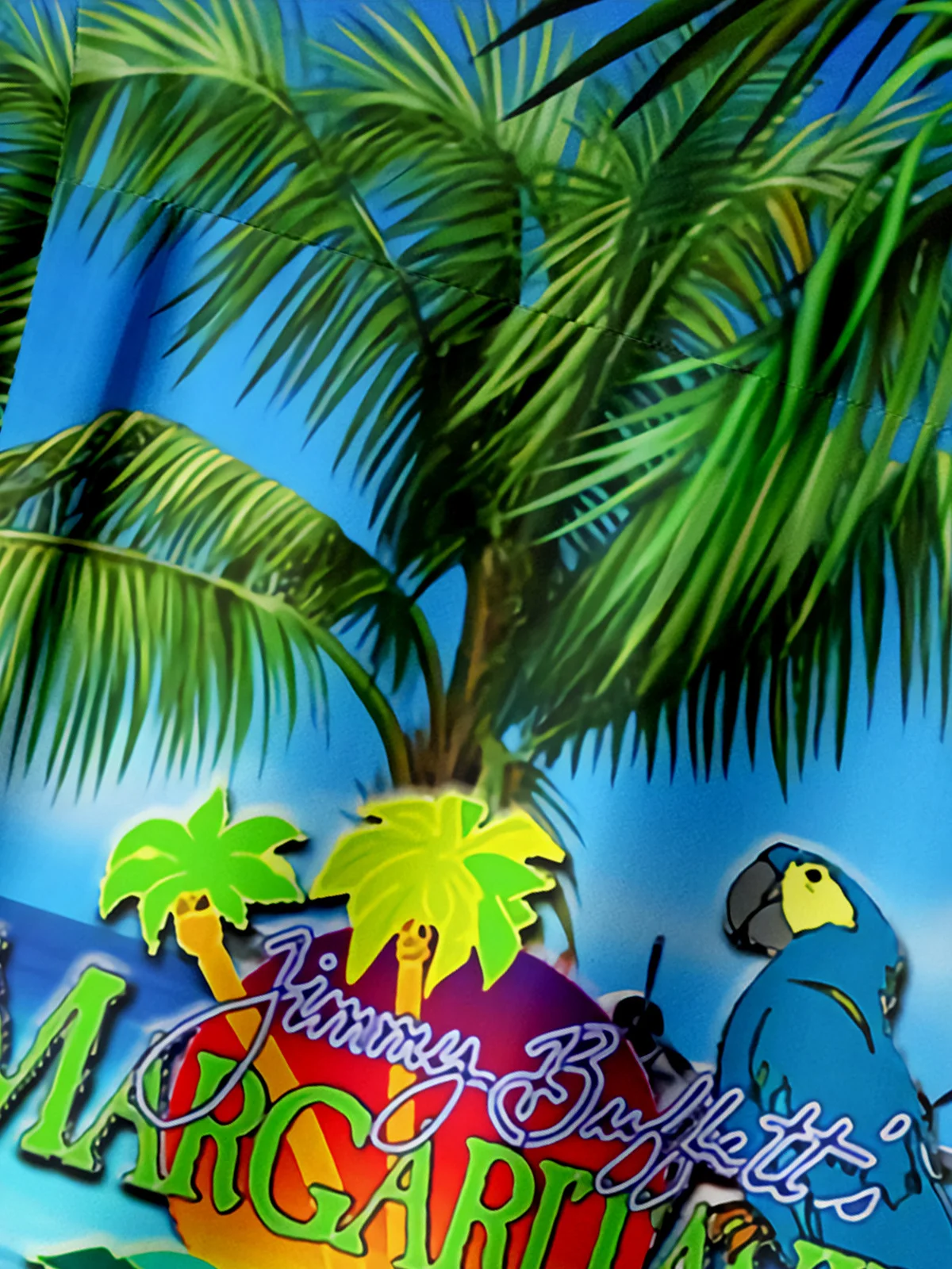Hardaddy Blue Funny Button Down Hawaiian Shirt Tropical Parrots Music Coconuts Chest Pocket Short Sleeve Hawaiian Shirt