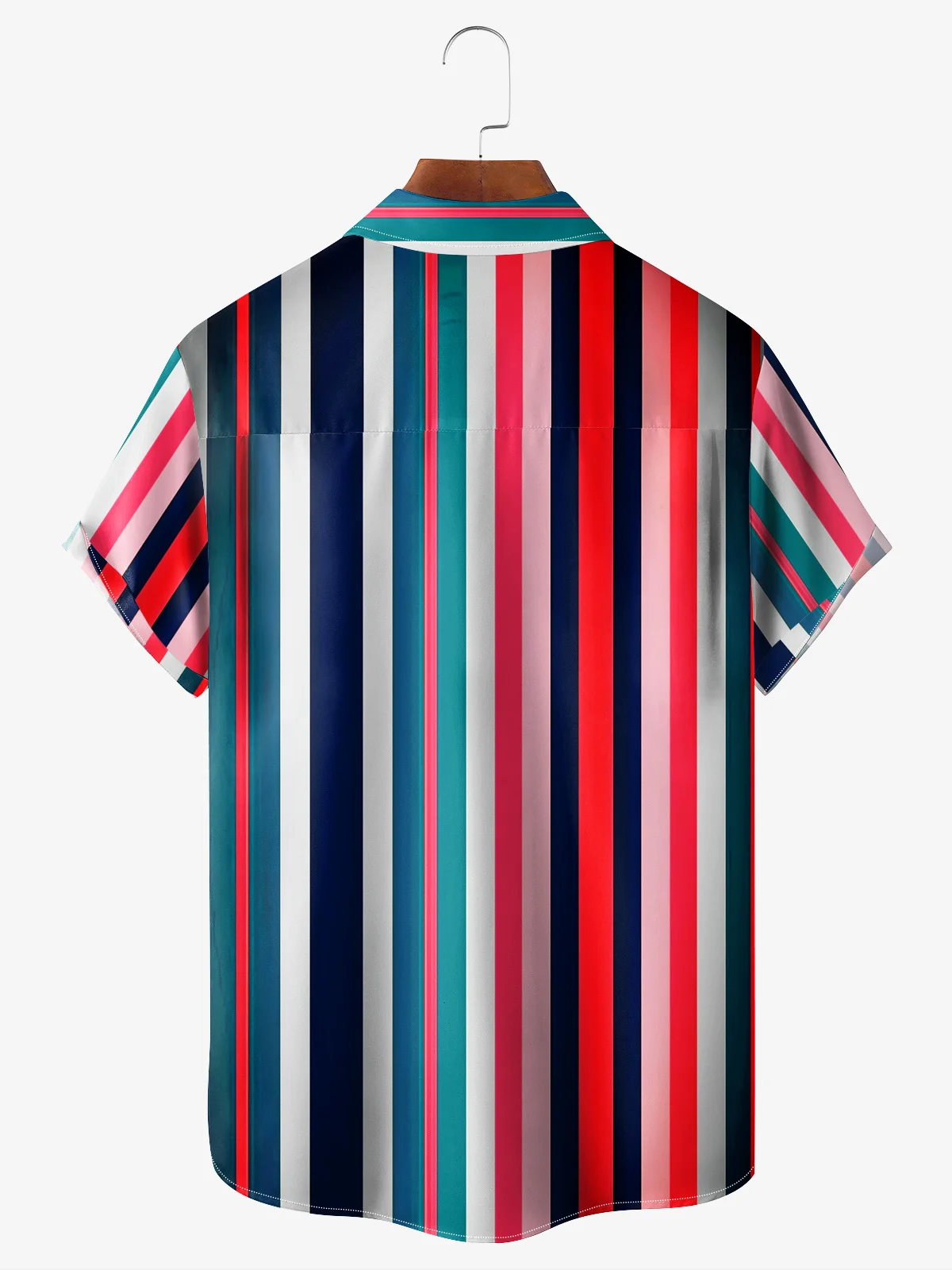 Striped Chest Pocket Short Sleeve Casual Shirt