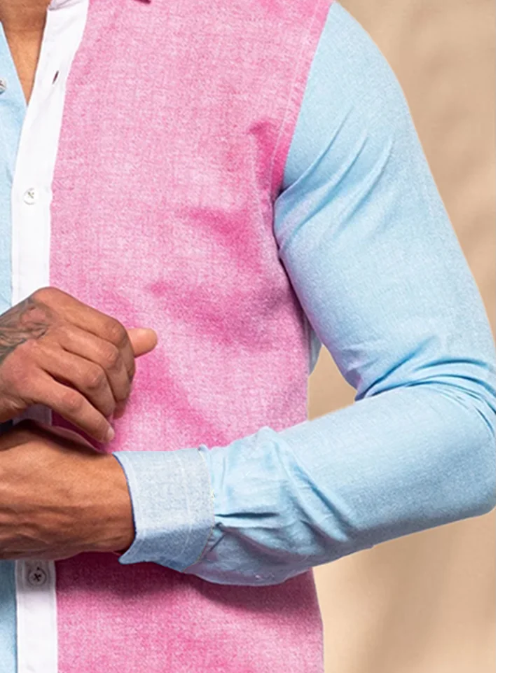 Stitching Contrast Color Long Sleeve Casual Shirt