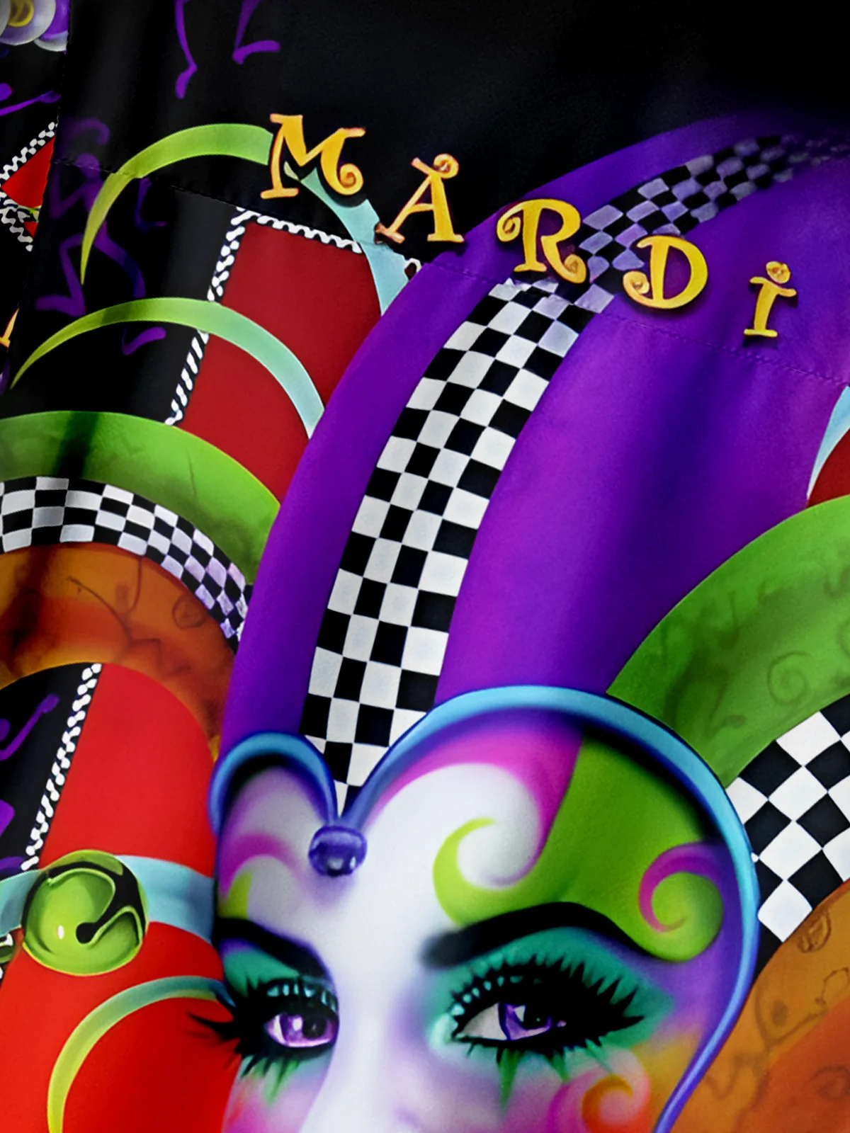 Hardaddy Mardi Gras Mask Chest Pocket Short Sleeve Casual Shirt