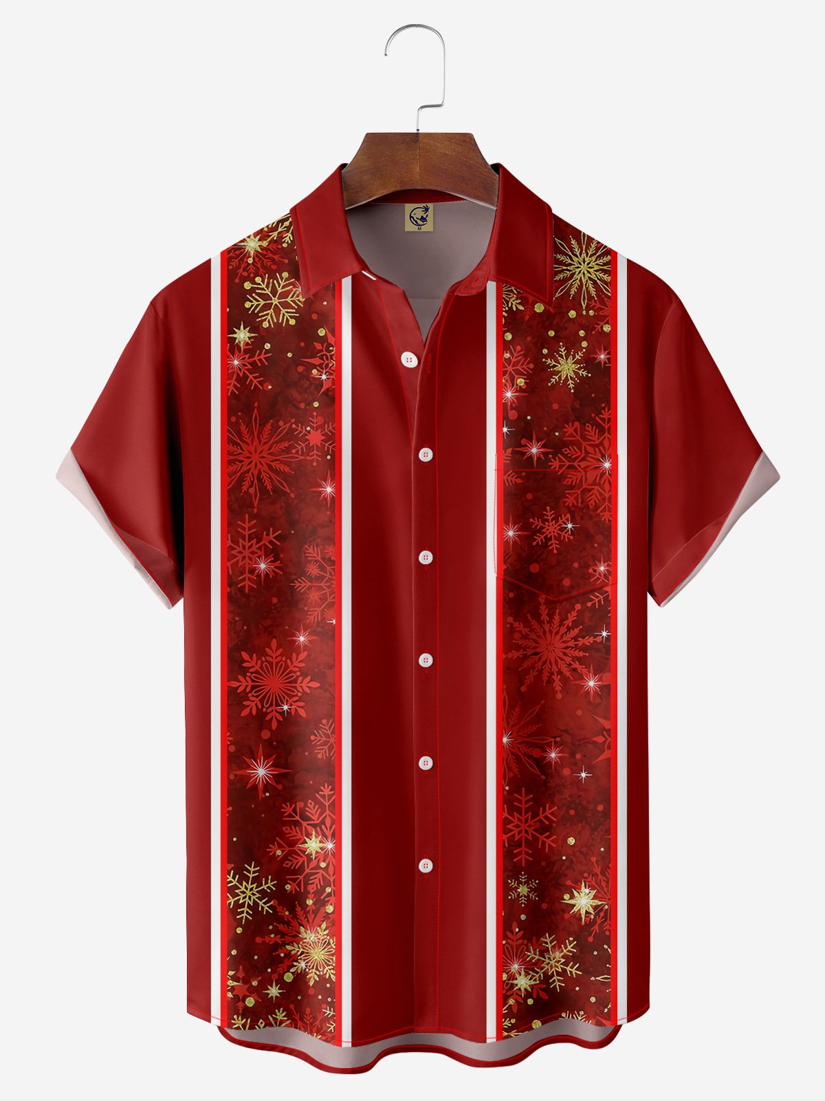 Hardaddy Christmas Gradient Snow Chest Pocket Short Sleeve Hawaiian Shirt
