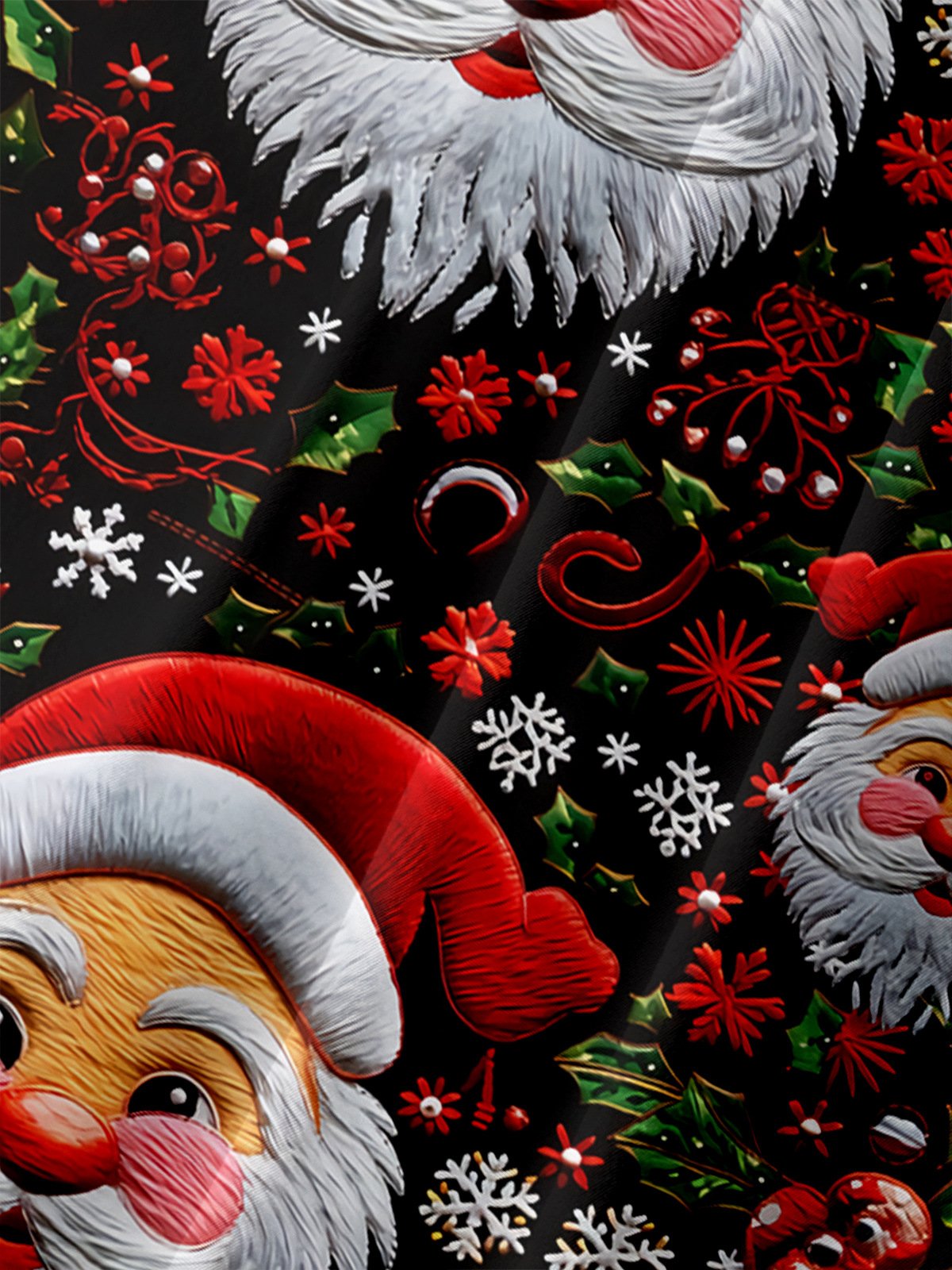 Santa Claus Chest Pocket Short Sleeve Casual Shirt