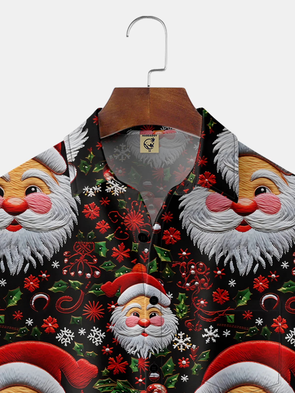 Santa Claus Chest Pocket Short Sleeve Casual Shirt