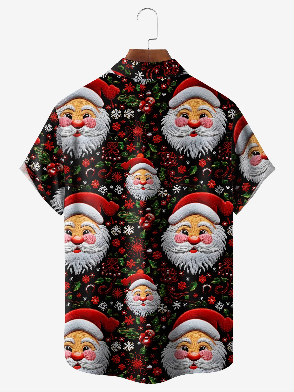 Santa Claus Chest Pocket Short Sleeve Casual Shirt