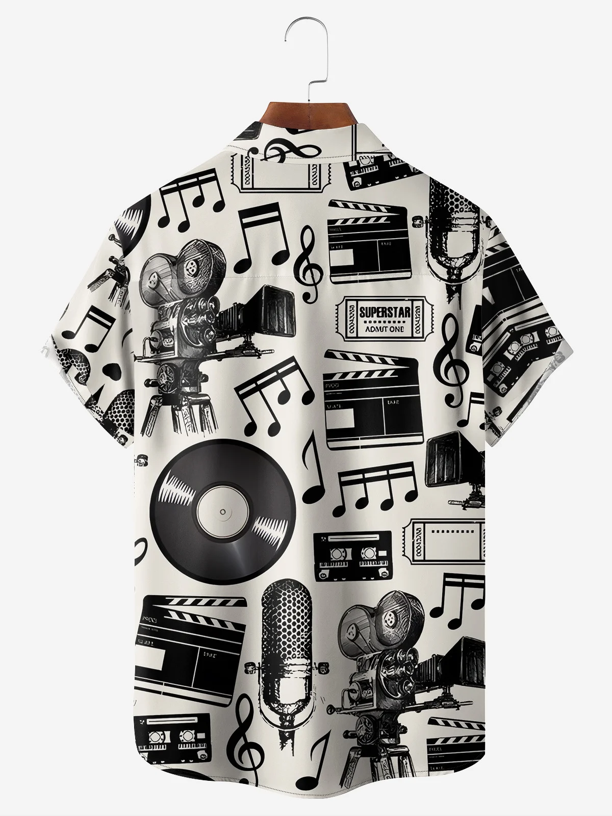 Music Chest Pocket Short Sleeve Casual Shirt