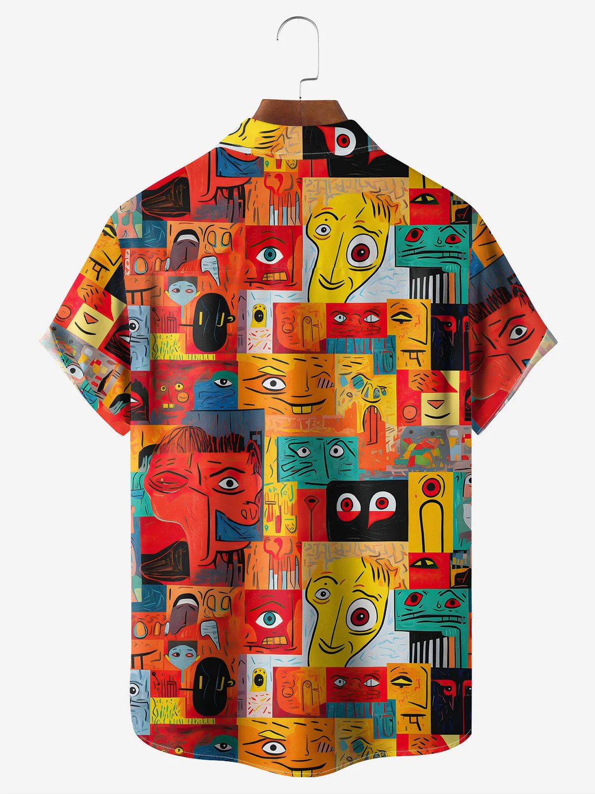 Hardaddy Portrait Art Painting Chest Pocket Short Sleeve Casual Shirt